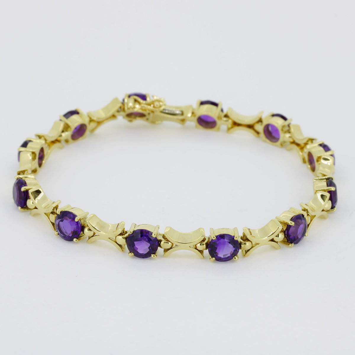 Armband 750 Gold 18 Karat Gelbgold Amethyst ca. 7 ct 18,5 cm