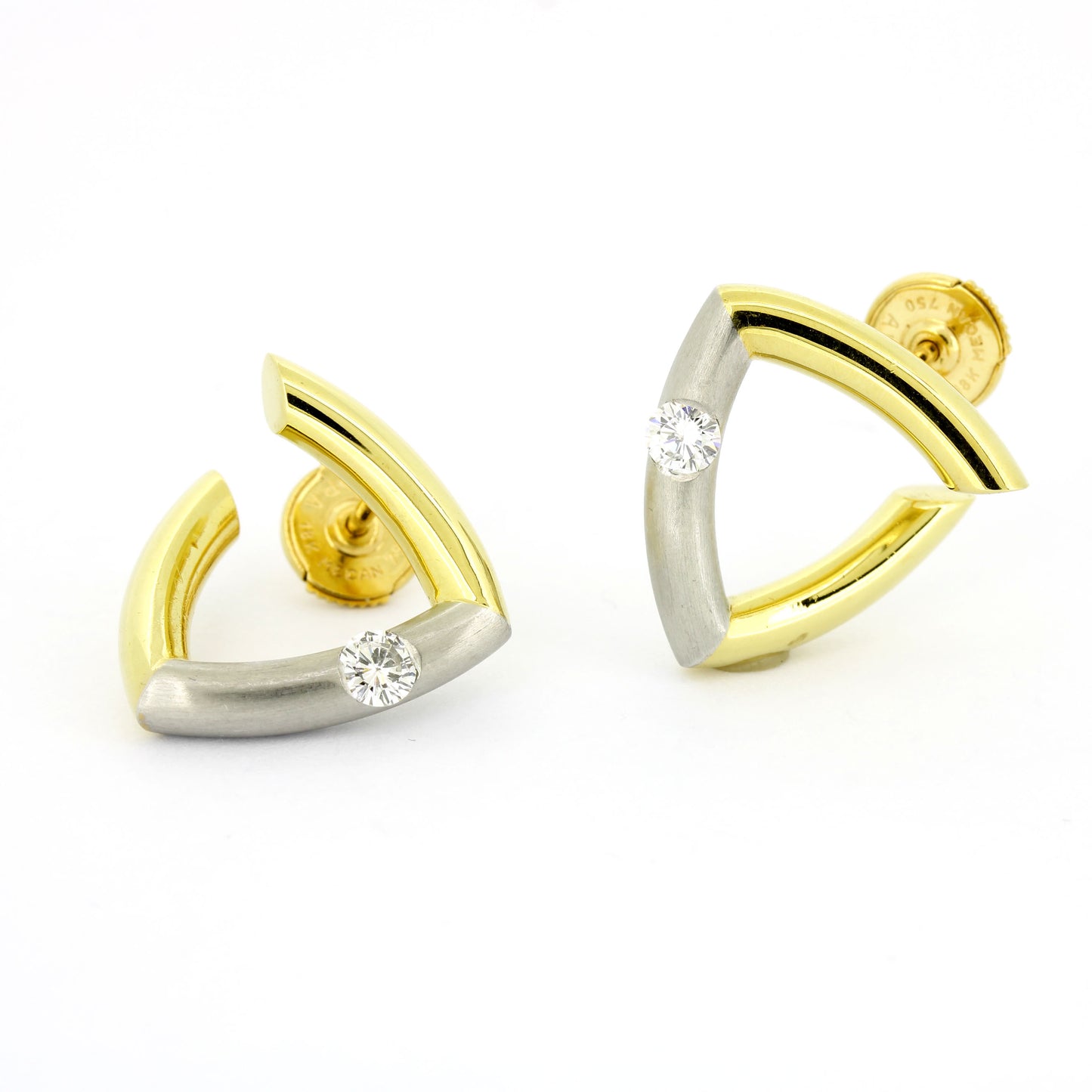Ohrringe 750 Gelbgold 18 kt Platin 950 - Brillanten 0,30 ct H - SI - Wert 2150,-