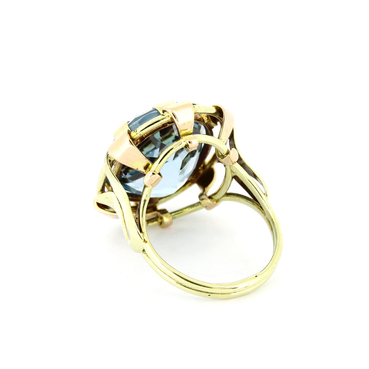 Ring 585 Gold 14 Kt Gelbgold und Rotgold - Blautopas - Wert 1700,-