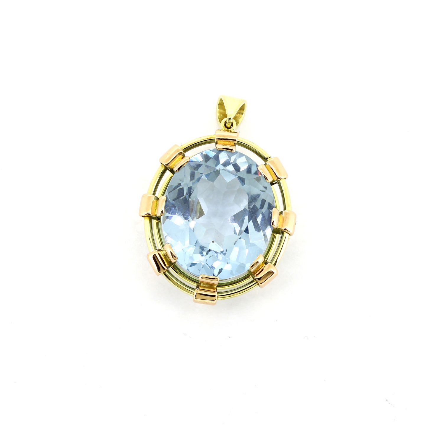 Anhänger 585 Gold 14 Kt Gelbgold und Rotgold - Blautopas - Wert 1460,-