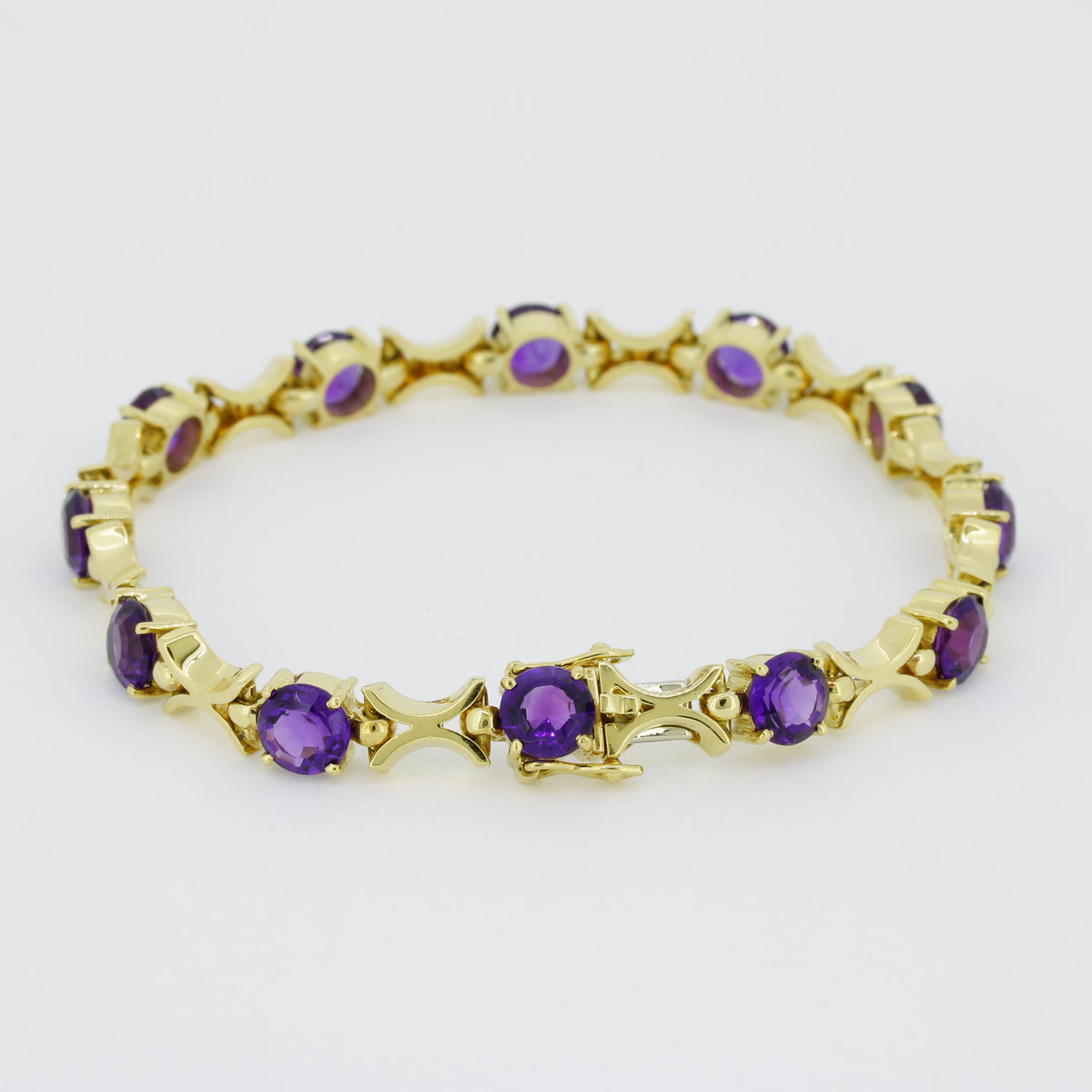Armband 750 Gold 18 Karat Gelbgold Amethyst ca. 7 ct 18,5 cm