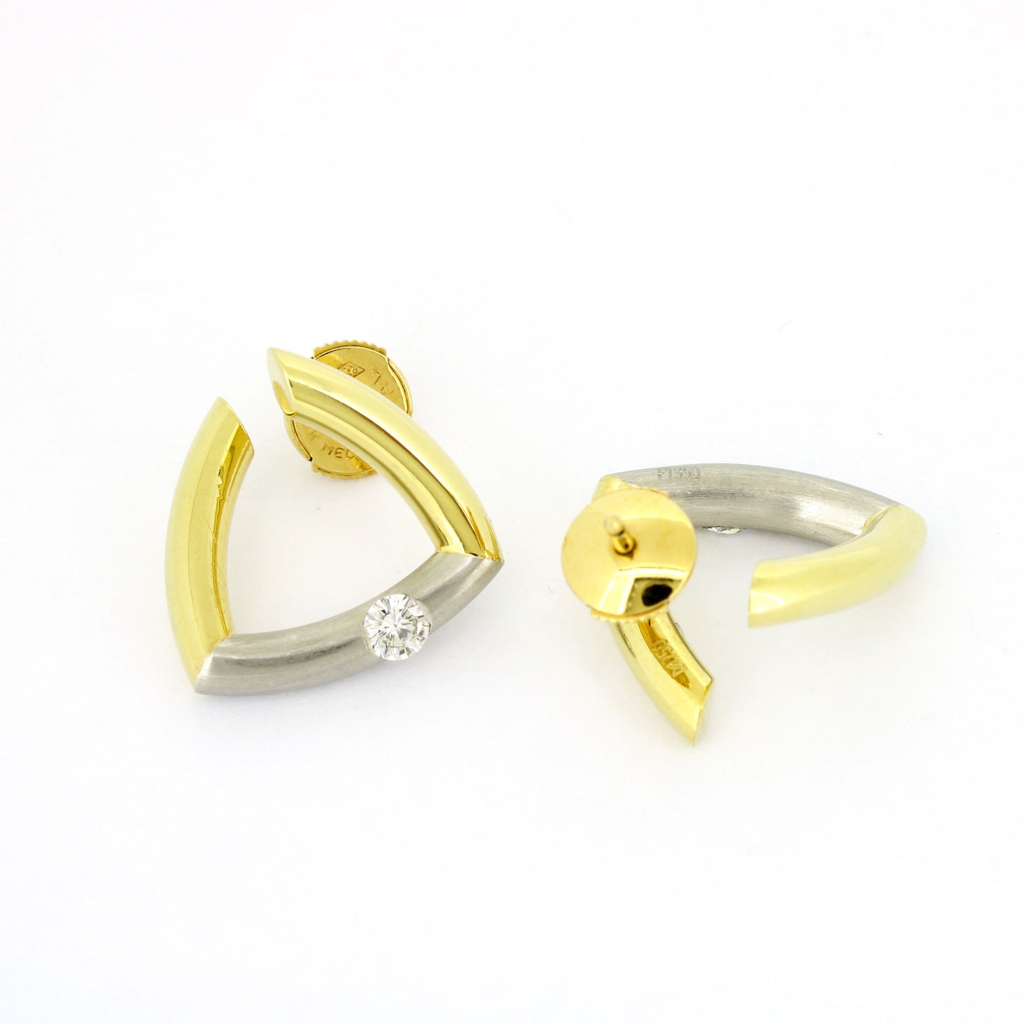 Ohrringe 750 Gelbgold 18 kt Platin 950 - Brillanten 0,30 ct H - SI - Wert 2150,-