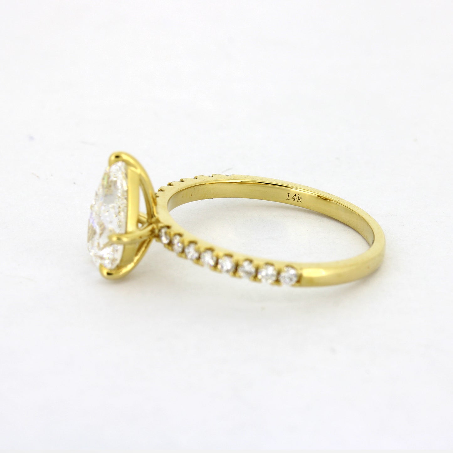 Ring 585 Gold 14 kt Gold - 1,50 ct Diamant tropfen VVS - CVD Labor Diamant