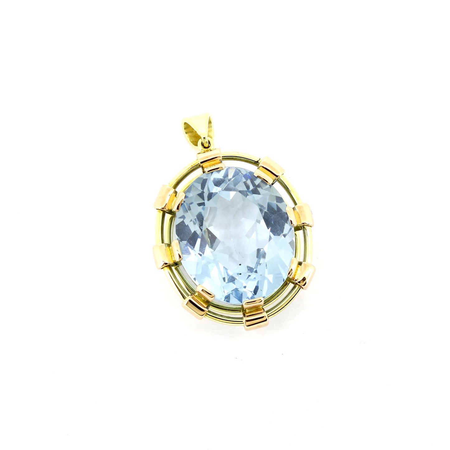 Anhänger 585 Gold 14 Kt Gelbgold und Rotgold - Blautopas - Wert 1460,-