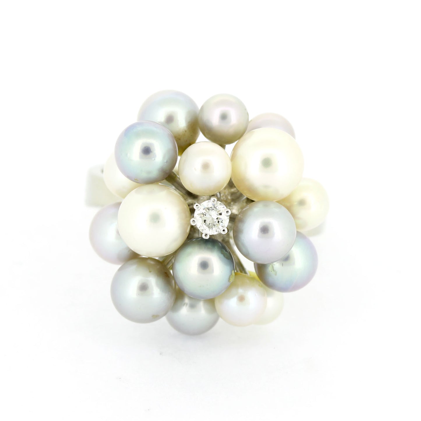 Perlen Ring 585 Gold 14 Kt Weißgold - Brillant 0,10 ct SI - Wert 1240,-