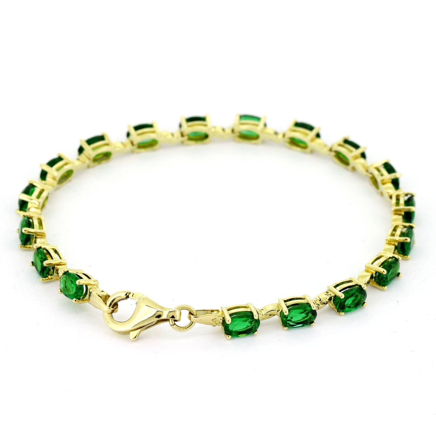 Armband 585 Gold 14 kt - 19,5 cm lang - Grüne Zirkonia - Wert 1500,-