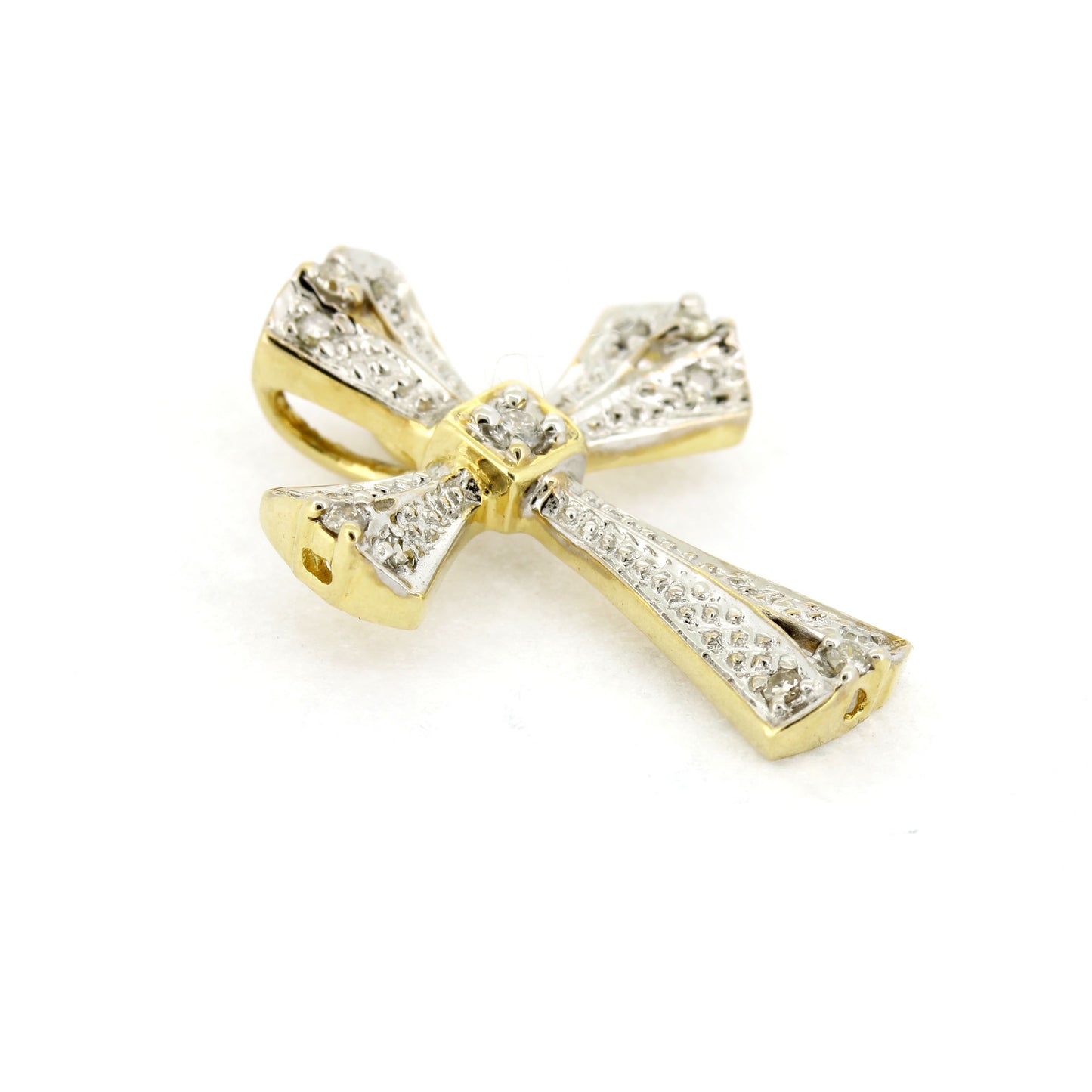 Kreuz Anhänger in 585 Gold 14 kt mit 13 kleinen Diamanten - Wert 250,-