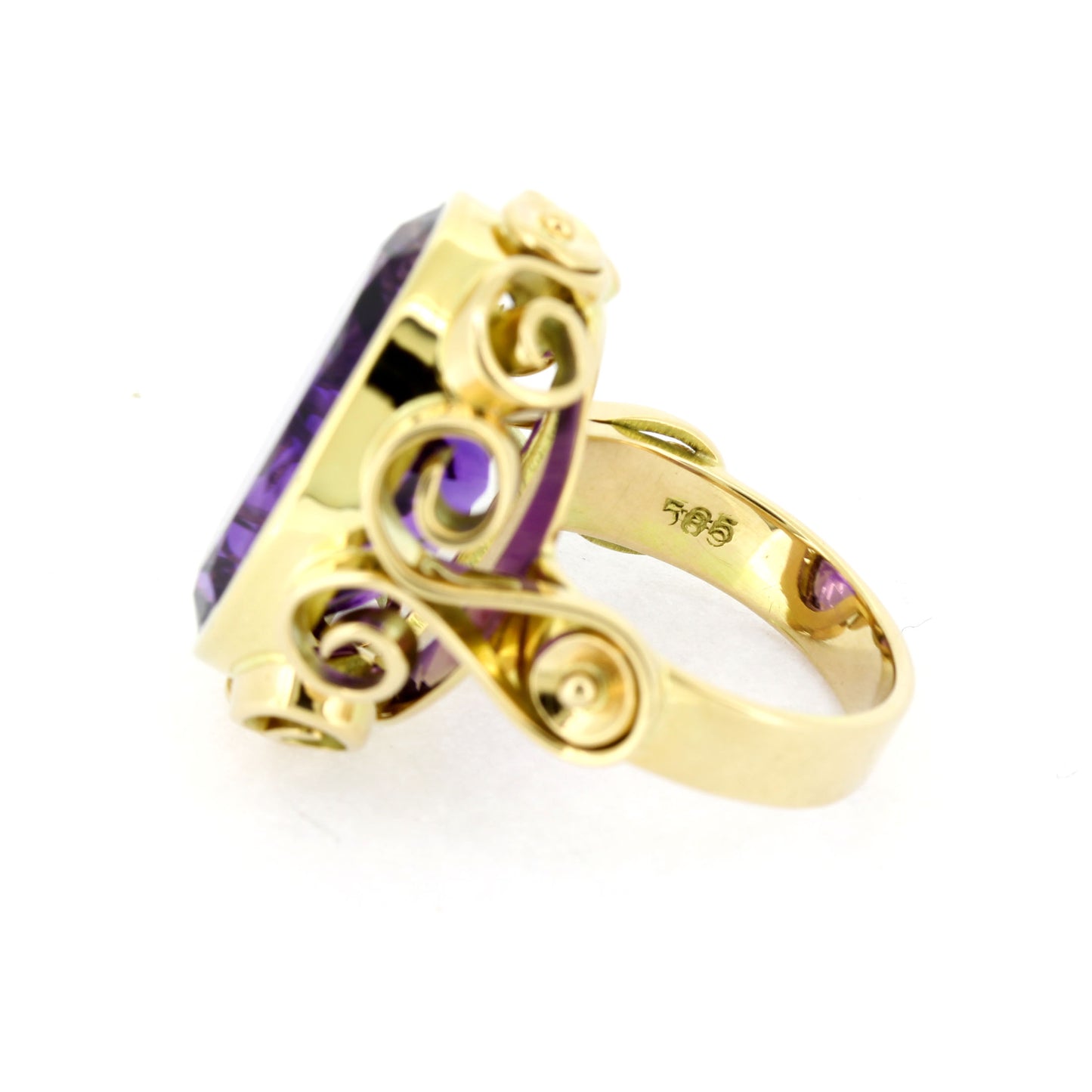 Amethyst Ring 585 Gold Facettiert 14 Kt Gelbgold - Wert 1340,-