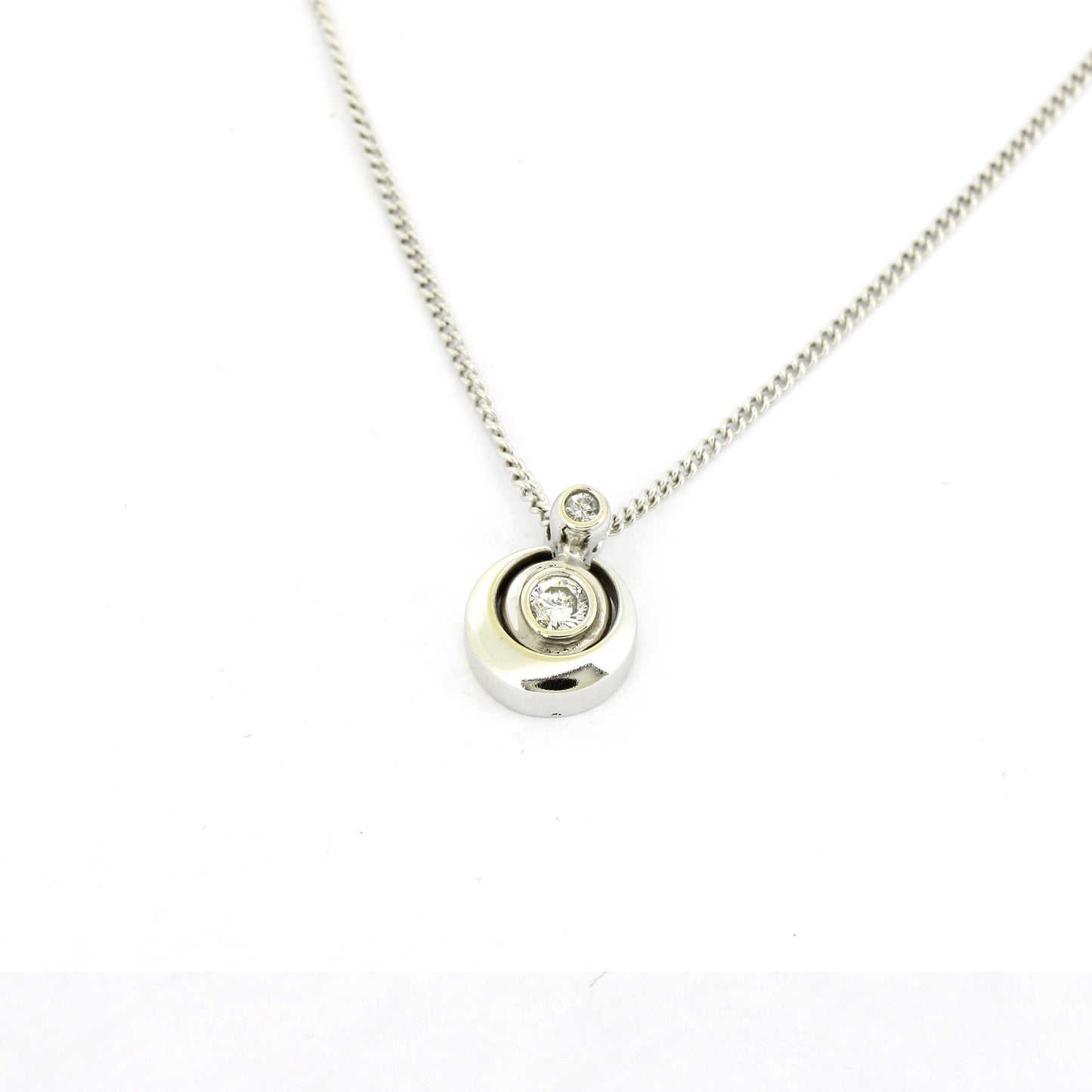 Kette Brillant Anhänger 585 Gold 14 kt Weißgold - 38 cm lang - Wert 780,-