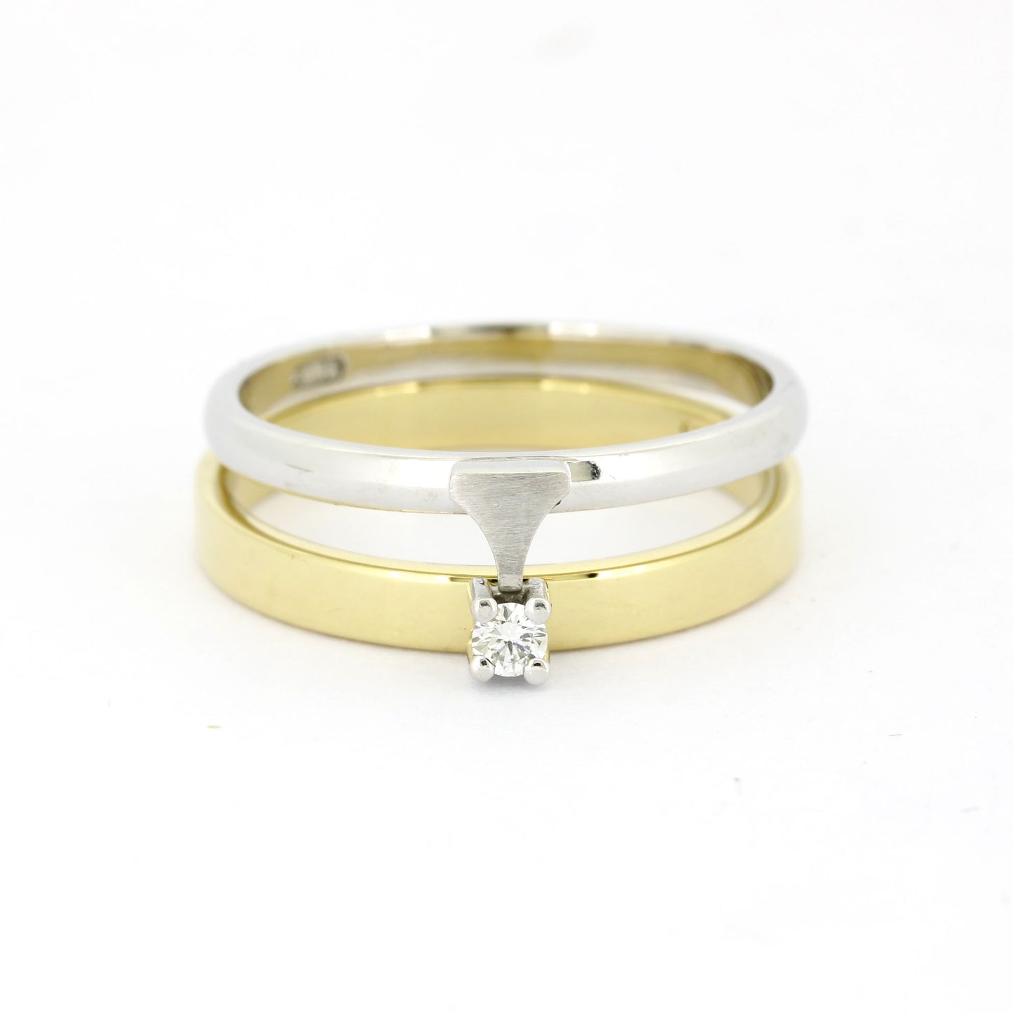 Ring 585 Gold mit Vorsteckring - Brillant ca. 0,05 ct SI - Wert 800,-
