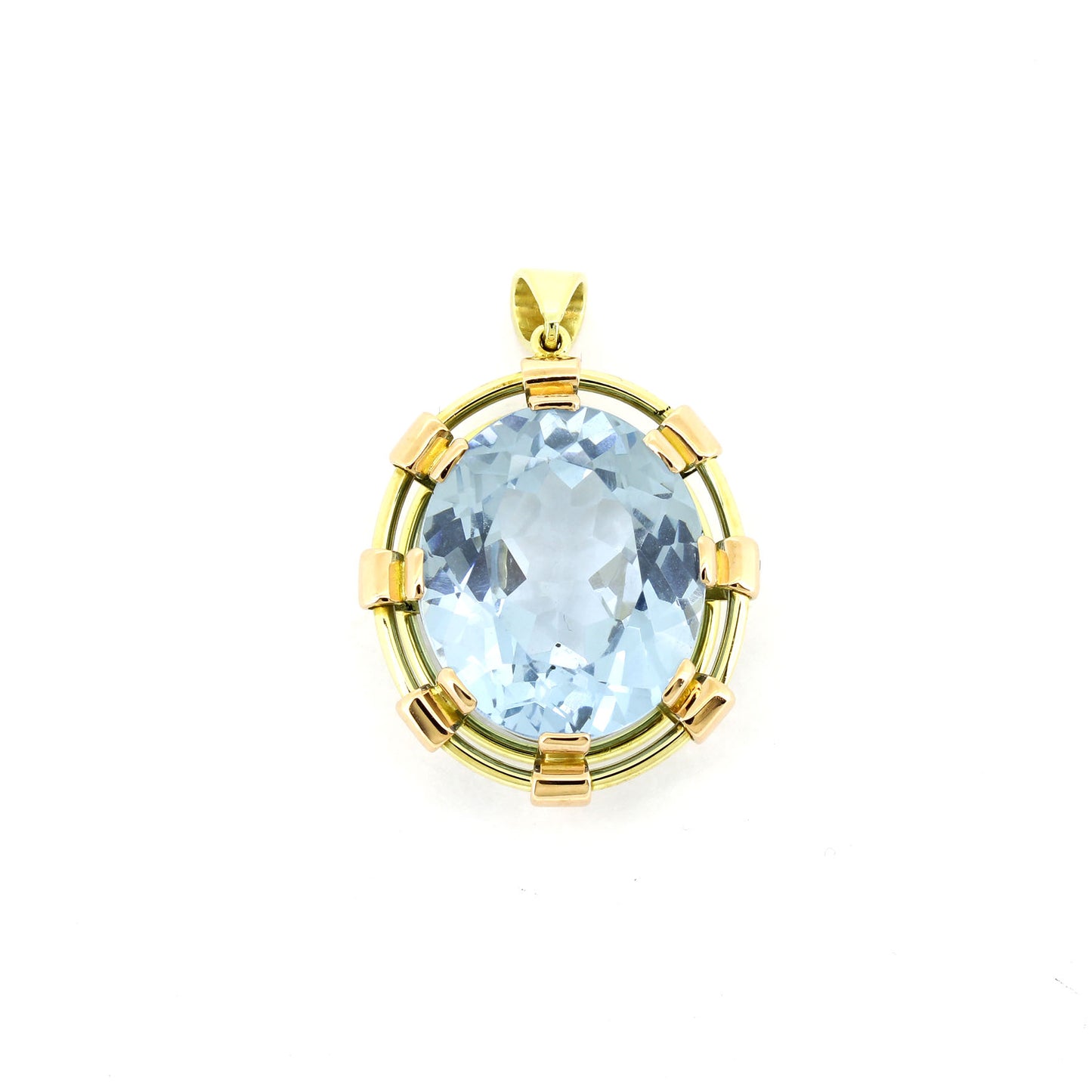 Anhänger 585 Gold 14 Kt Gelbgold und Rotgold - Blautopas - Wert 1460,-