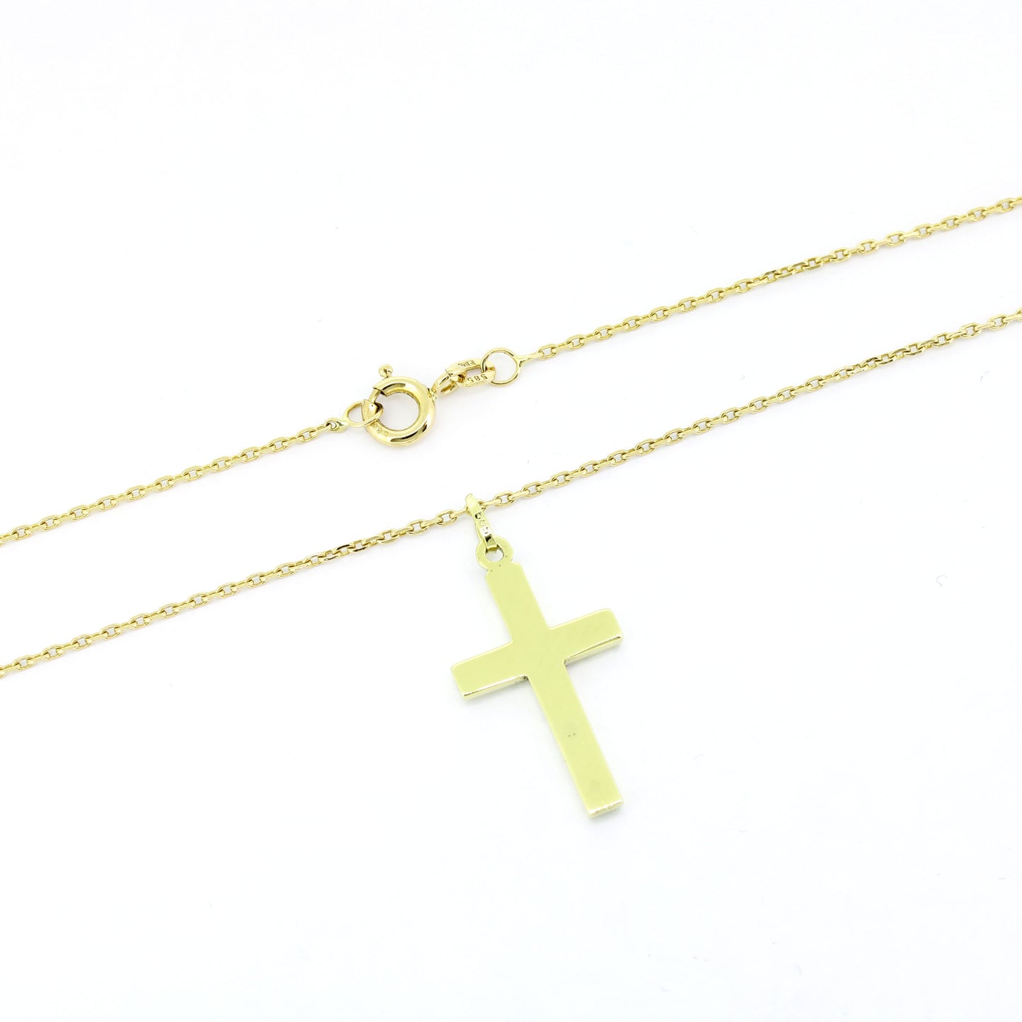 Kette mit Kreuz Anhänger 585 Gold 14 kt Gelbgold - 43 cm - Wert 510,-