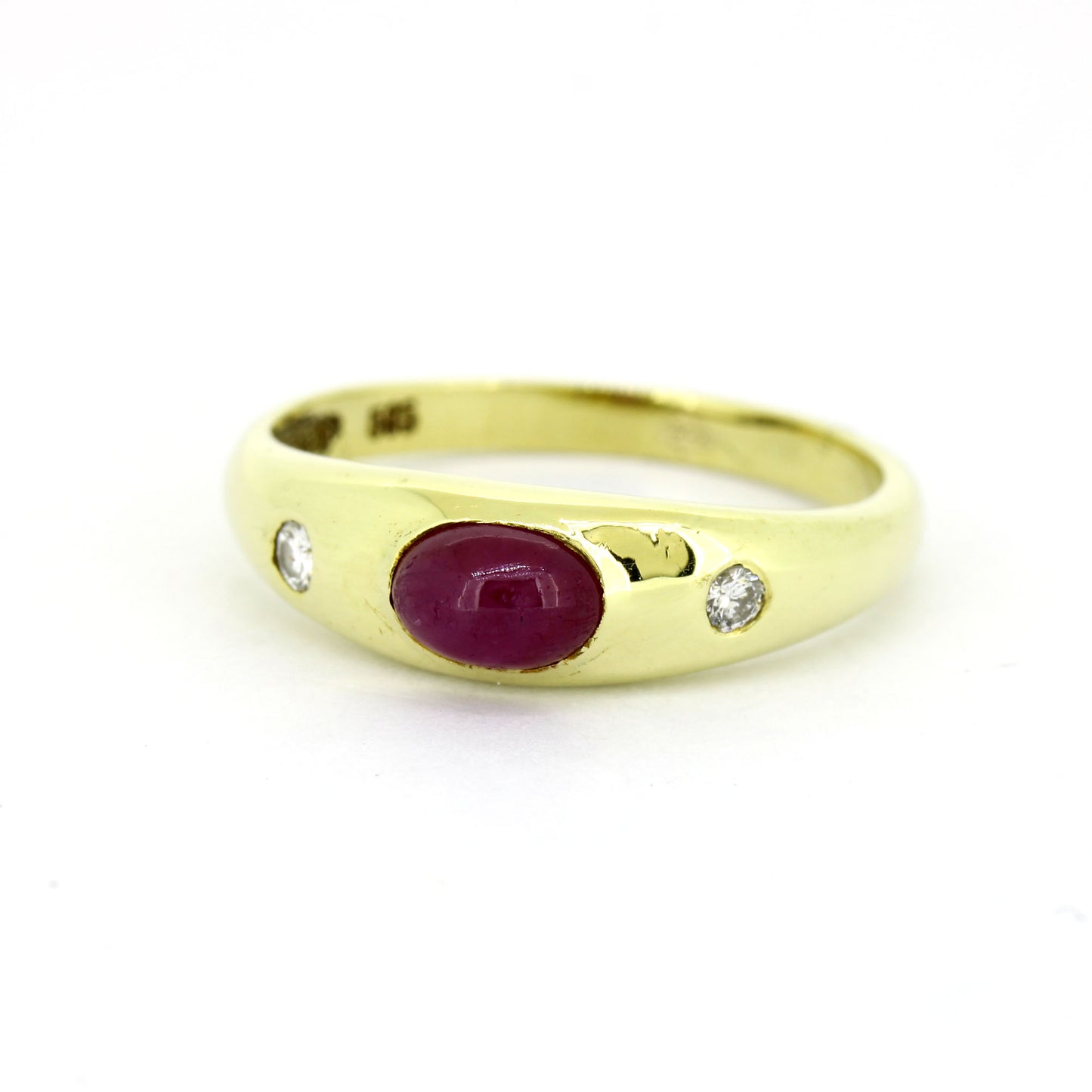 Ring 585 Gelbgold - 1 Rubin und 2 Brillanten ca. 0,06 ct H - SI - Wert 500,-