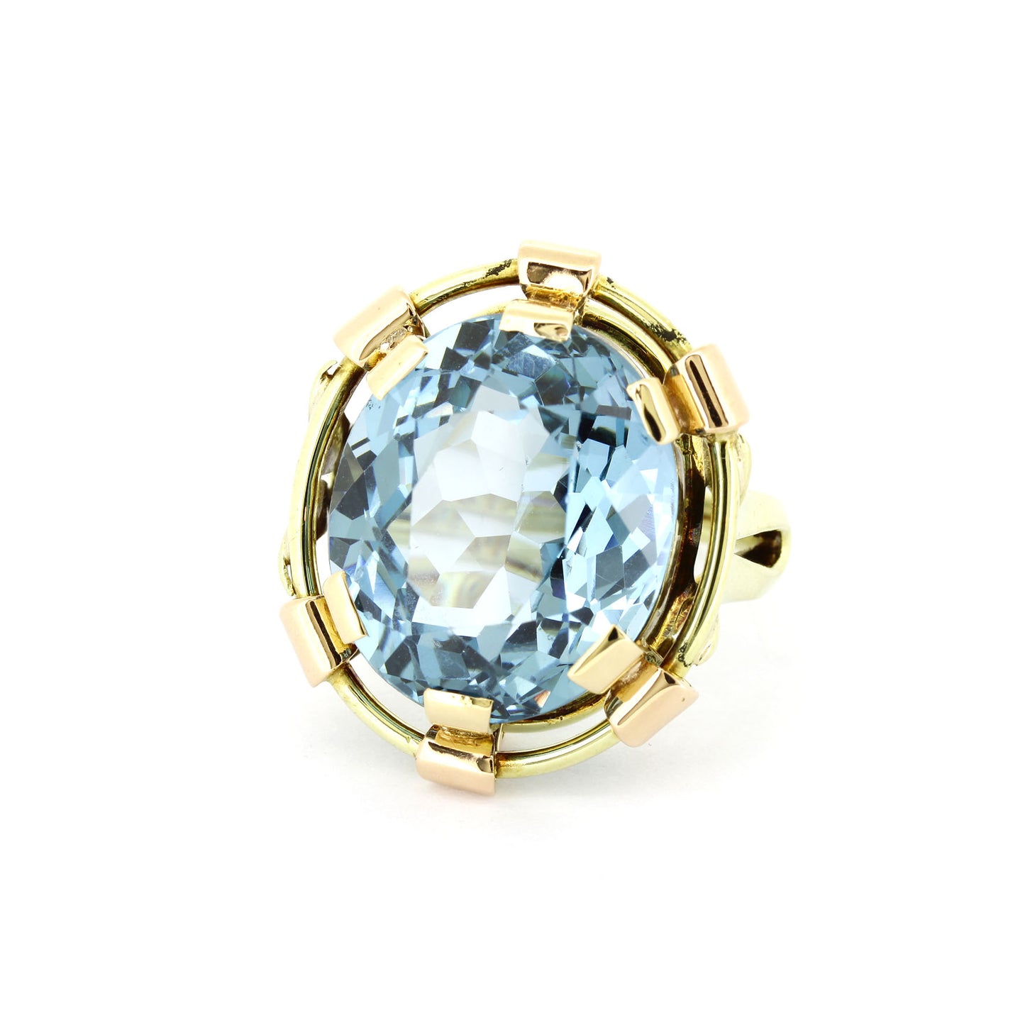 Ring 585 Gold 14 Kt Gelbgold und Rotgold - Blautopas - Wert 1700,-