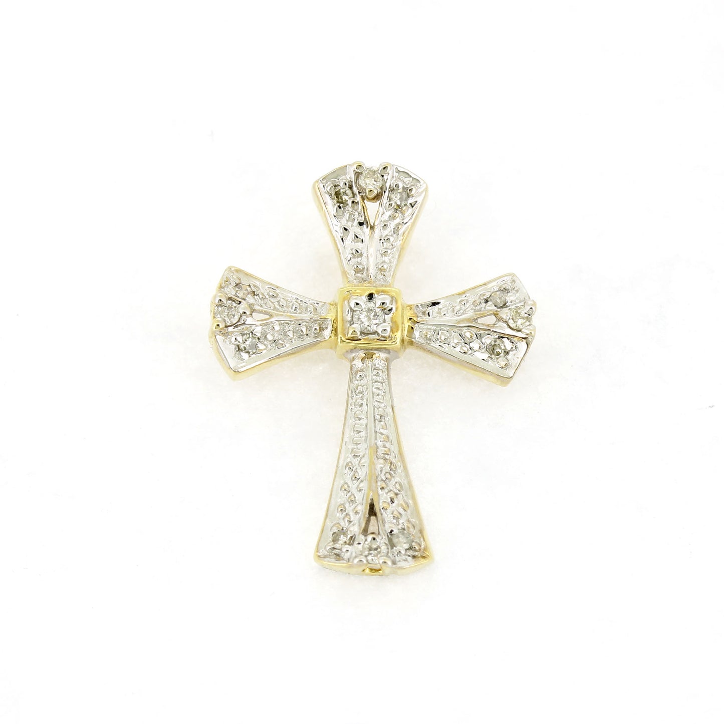 Kreuz Anhänger in 585 Gold 14 kt mit 13 kleinen Diamanten - Wert 250,-