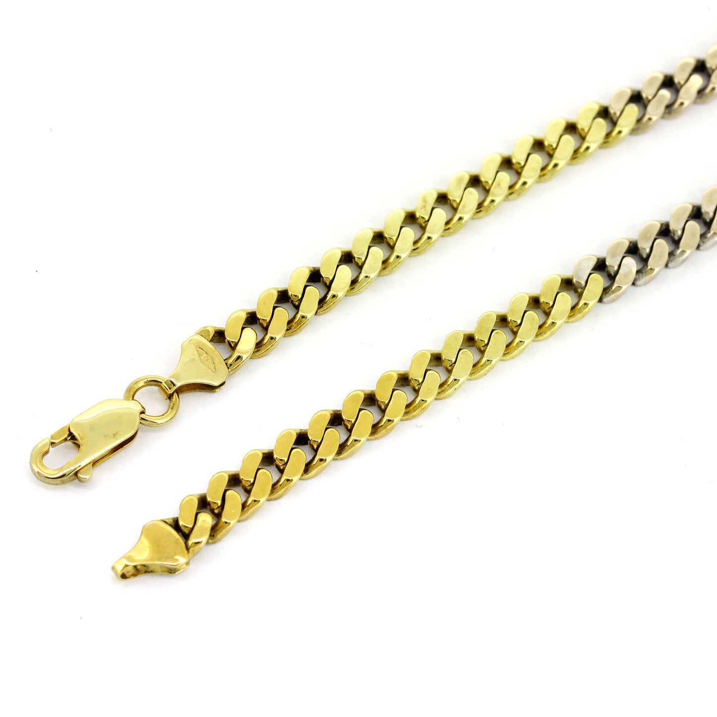 Panzer Kette 333 Gold 8 kt bicolor - 51 cm lang - Breite 5 mm
