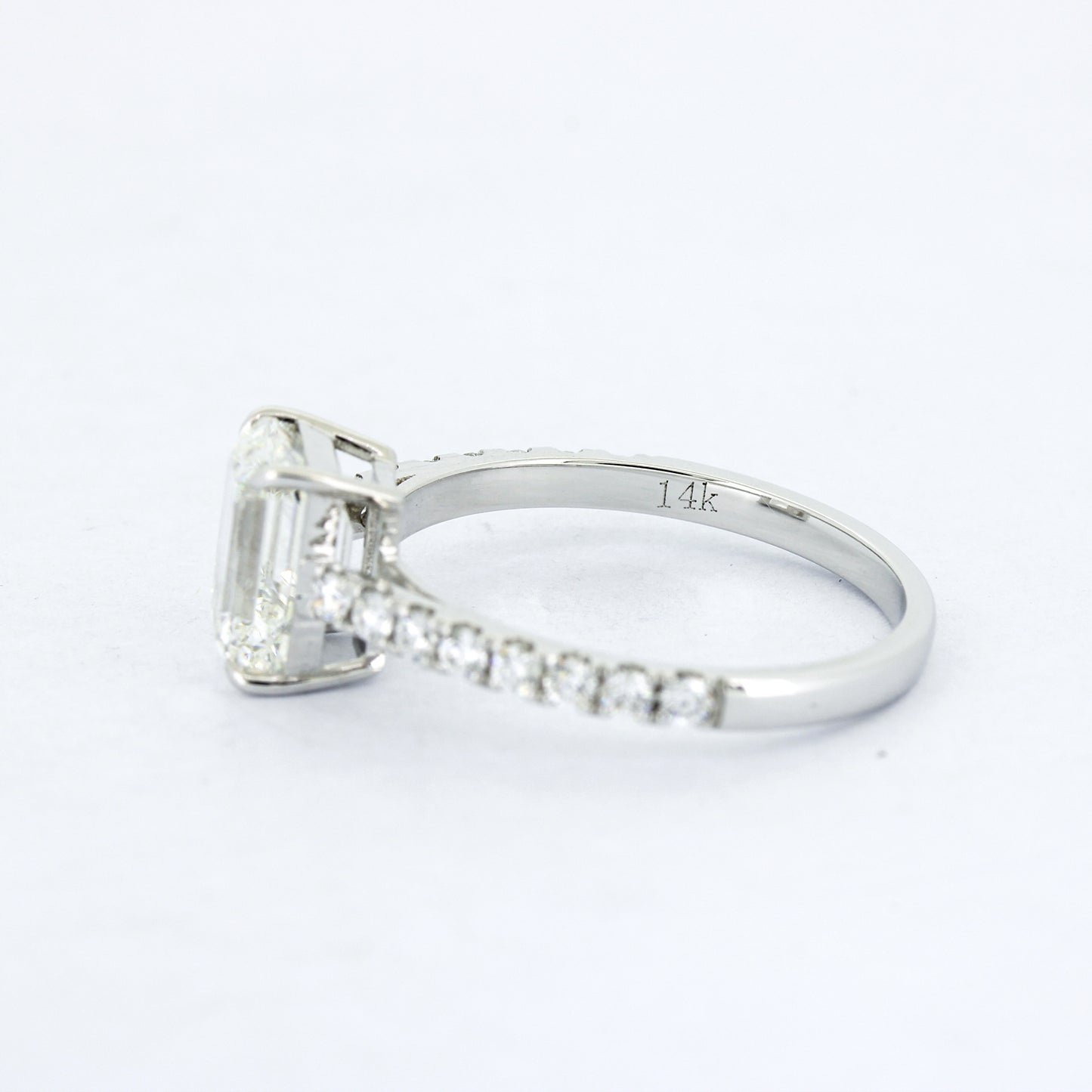 Ring Emerald Cut 585 Gold 14 kt - 2 ct Diamant F VVS2 CVD - Labor Diamant