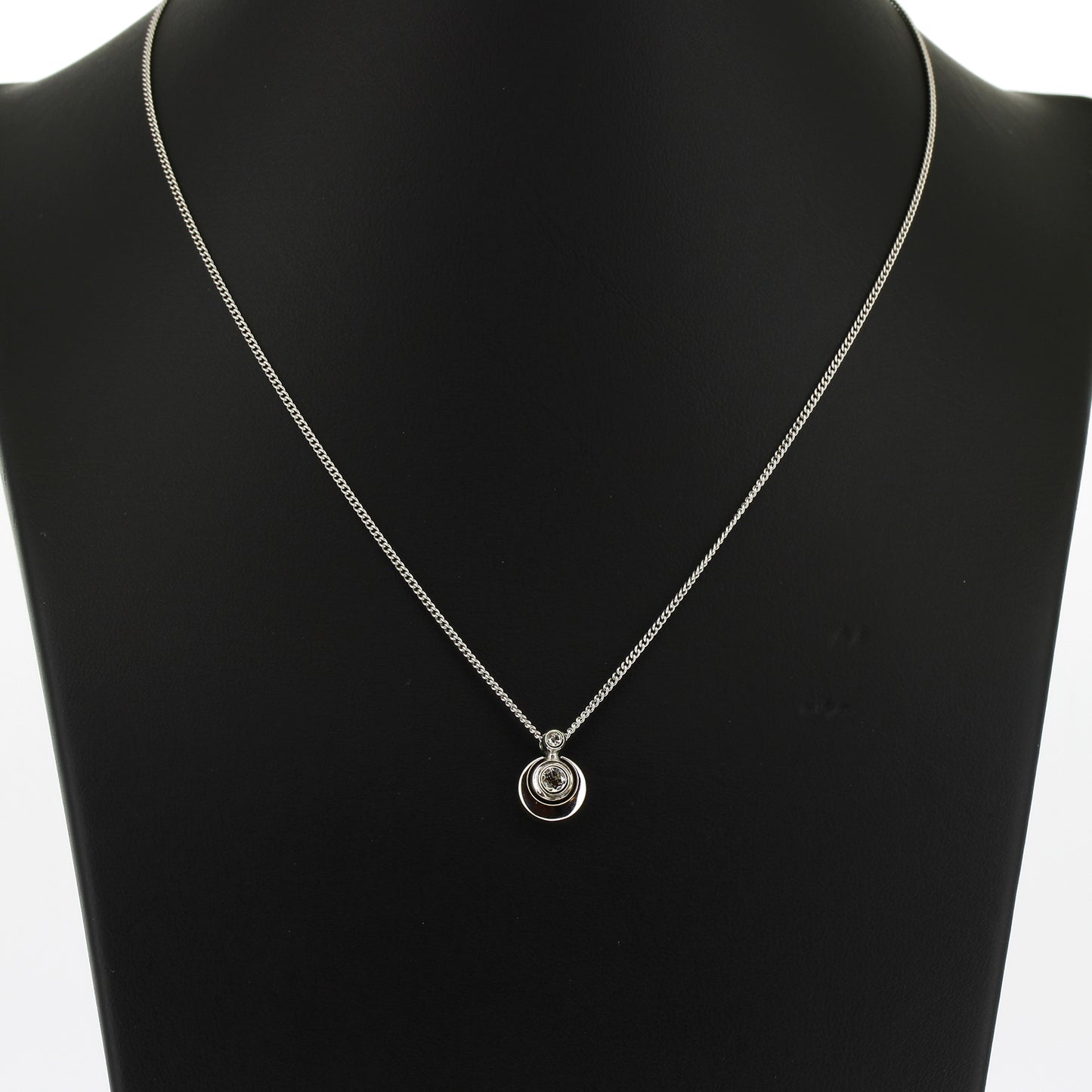 Kette Brillant Anhänger 585 Gold 14 kt Weißgold - 38 cm lang - Wert 780,-