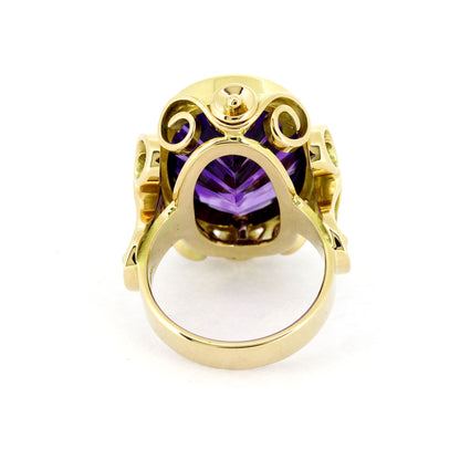 Amethyst Ring 585 Gold Facettiert 14 Kt Gelbgold - Wert 1340,-