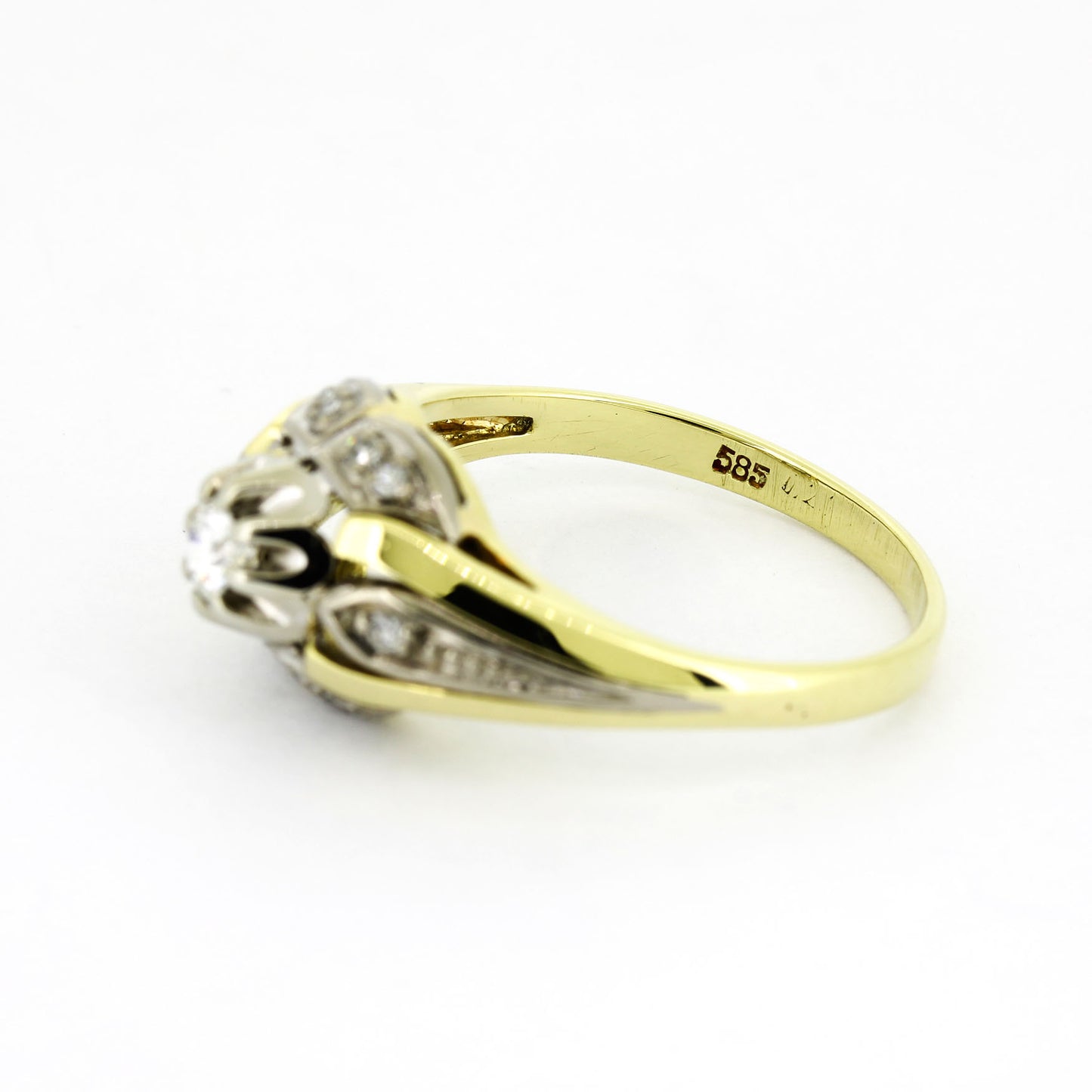 Ring 585 Gelb- & Weißgold – Brillant ca. 0,12 ct TW/VS + 0,05 ct - G58