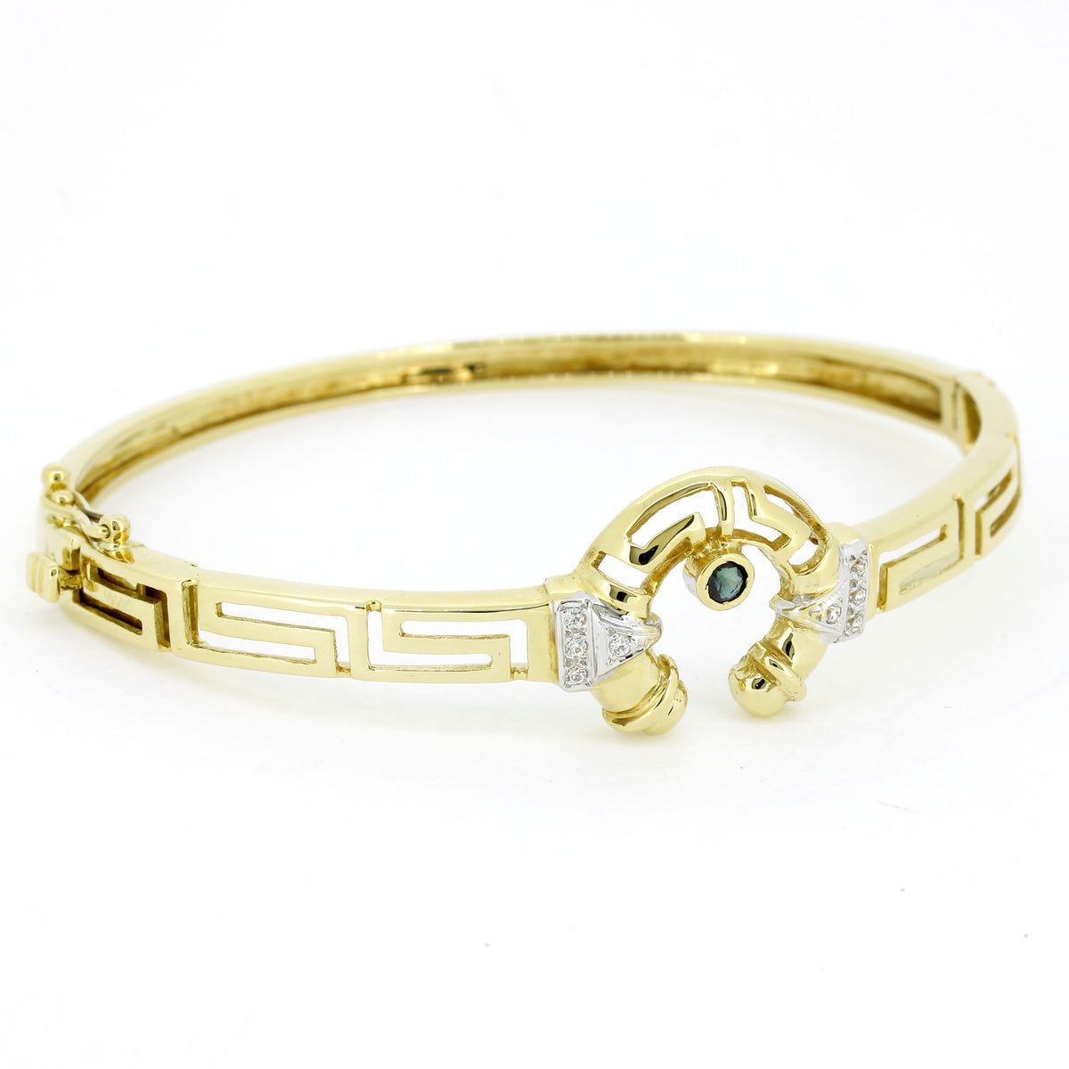 Armreif 585 Gold 14 Karat Gelbgold Saphir und Zirkonia - Wert 3750,-