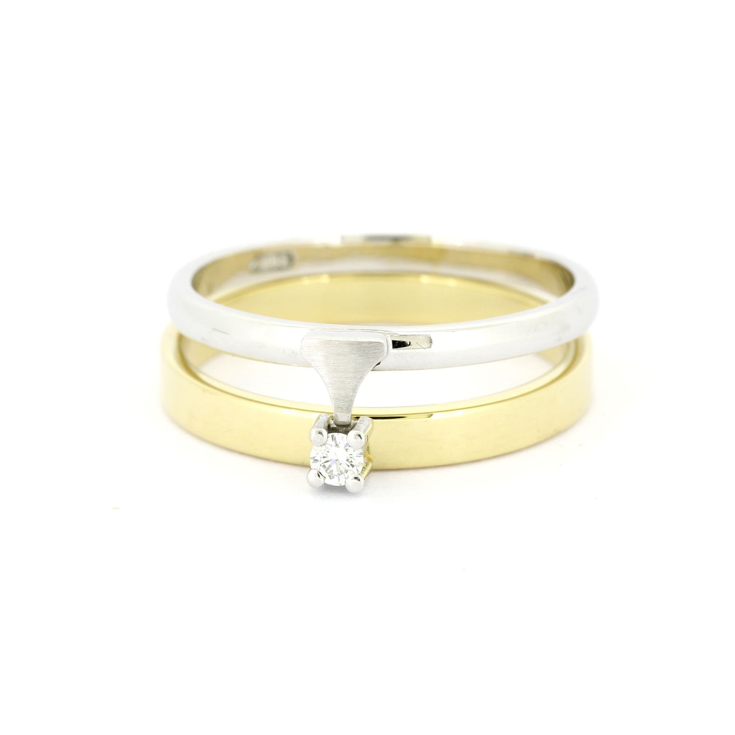 Ring 585 Gold mit Vorsteckring - Brillant ca. 0,05 ct SI - Wert 800,-