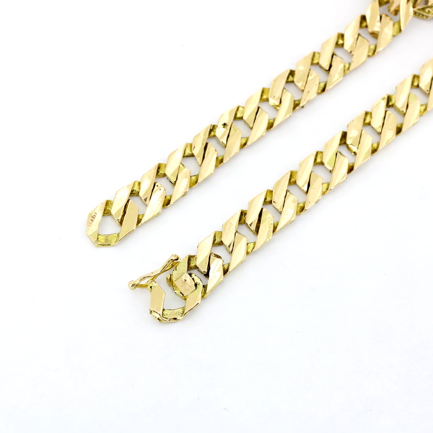 Panzer Armband 585 Gold 14 Kt mit Musterung - Länge: 22 cm - Wert 2480,-