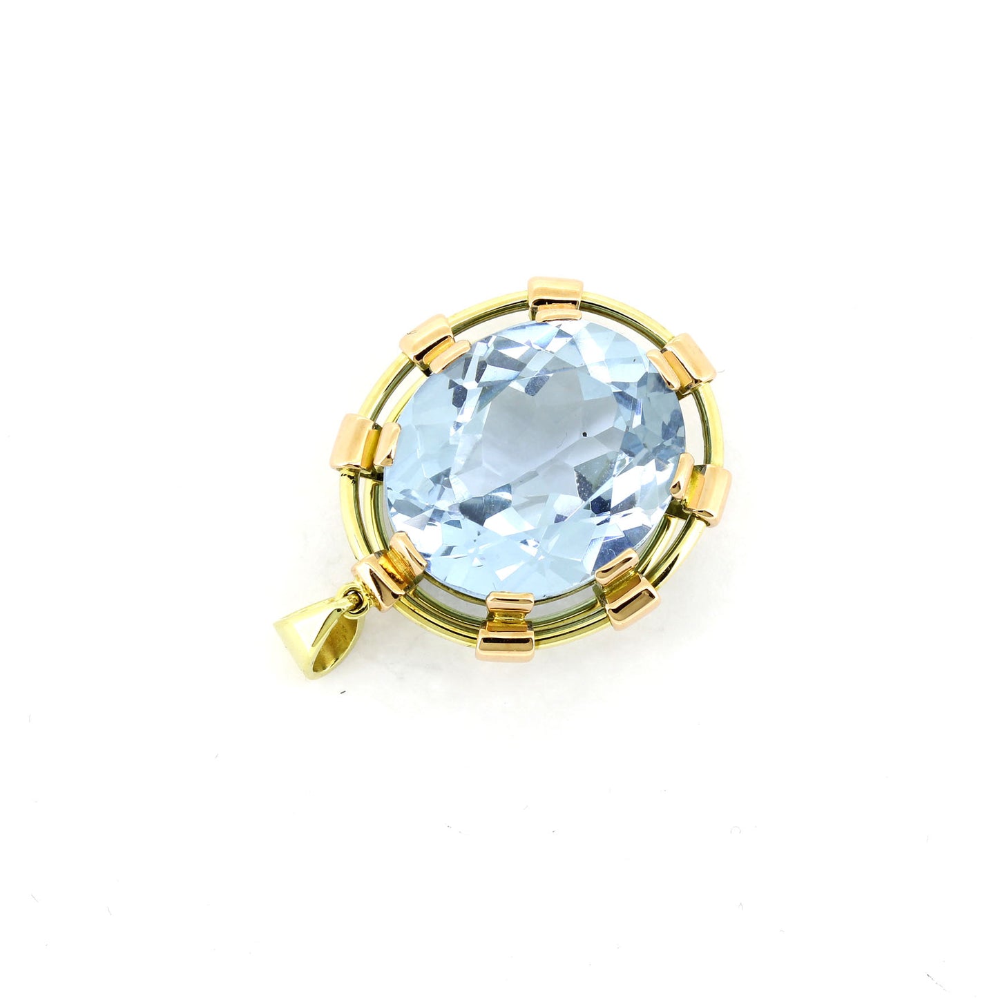 Anhänger 585 Gold 14 Kt Gelbgold und Rotgold - Blautopas - Wert 1460,-