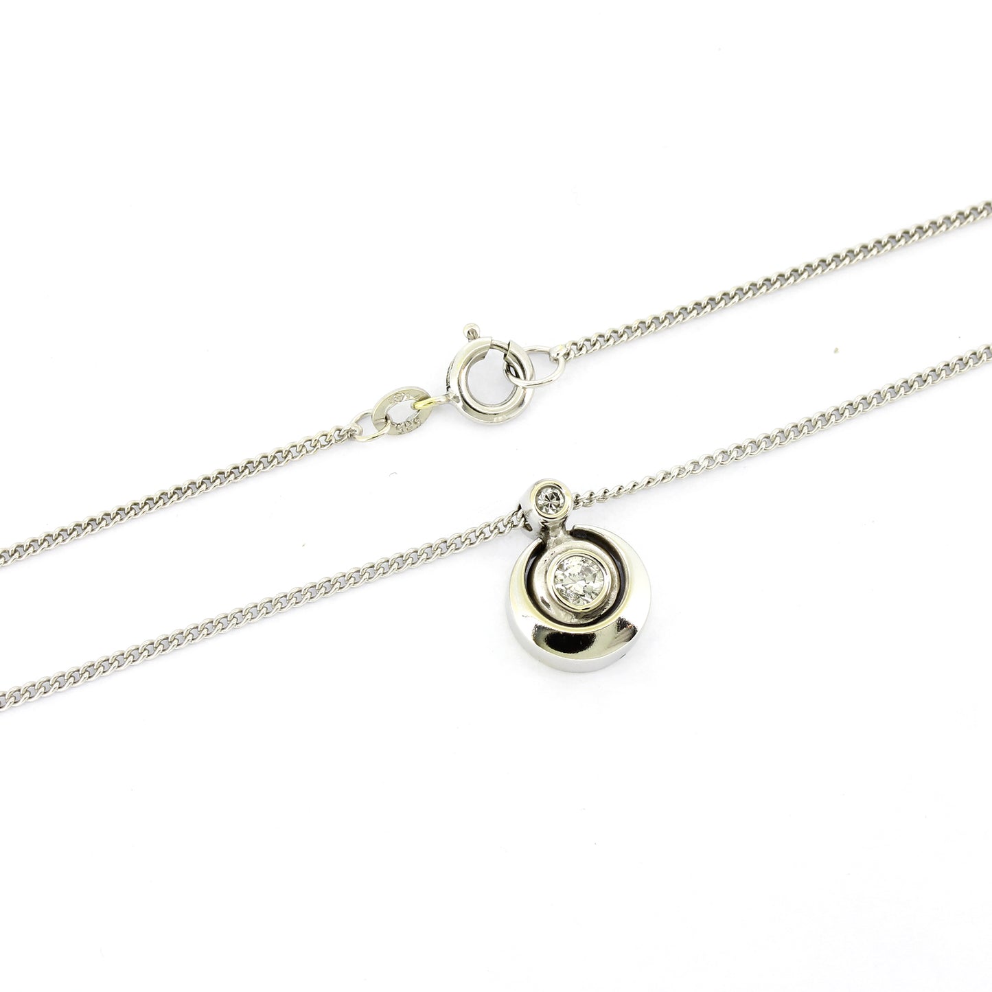 Kette Brillant Anhänger 585 Gold 14 kt Weißgold - 38 cm lang - Wert 780,-