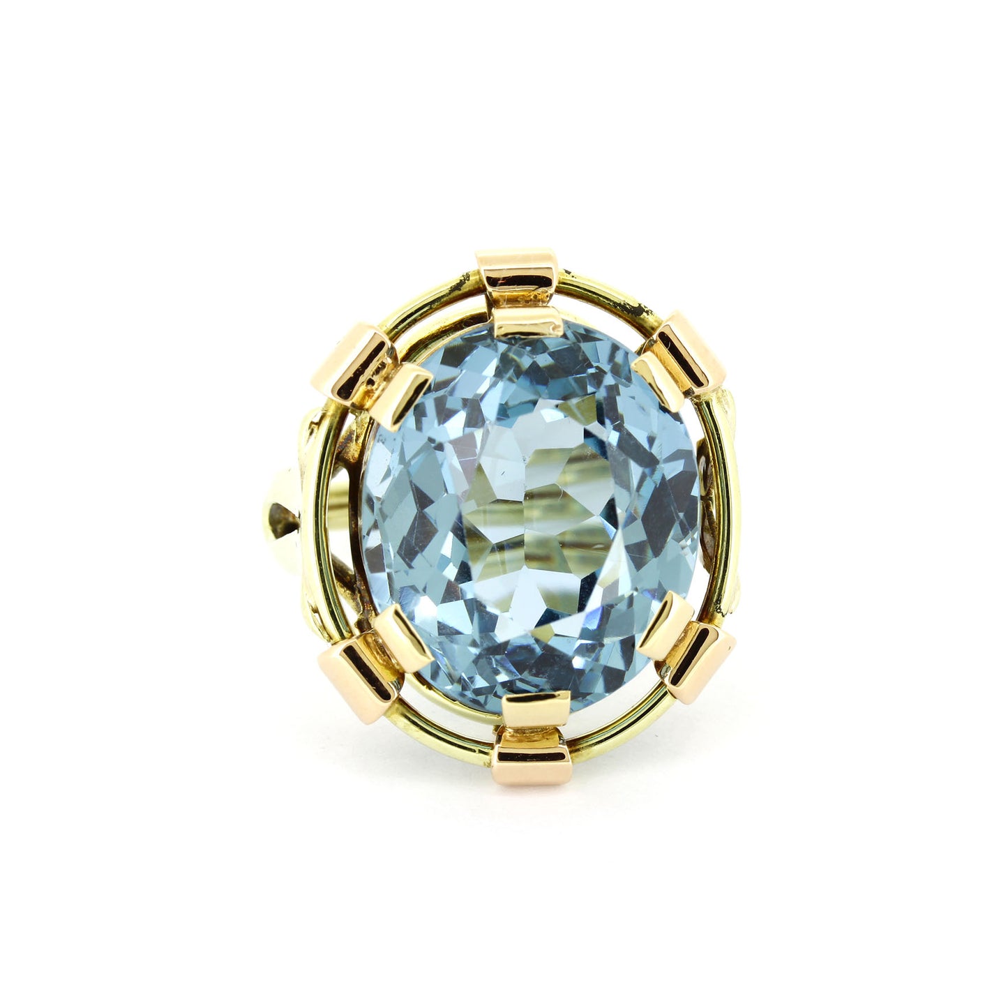 Ring 585 Gold 14 Kt Gelbgold und Rotgold - Blautopas - Wert 1700,-