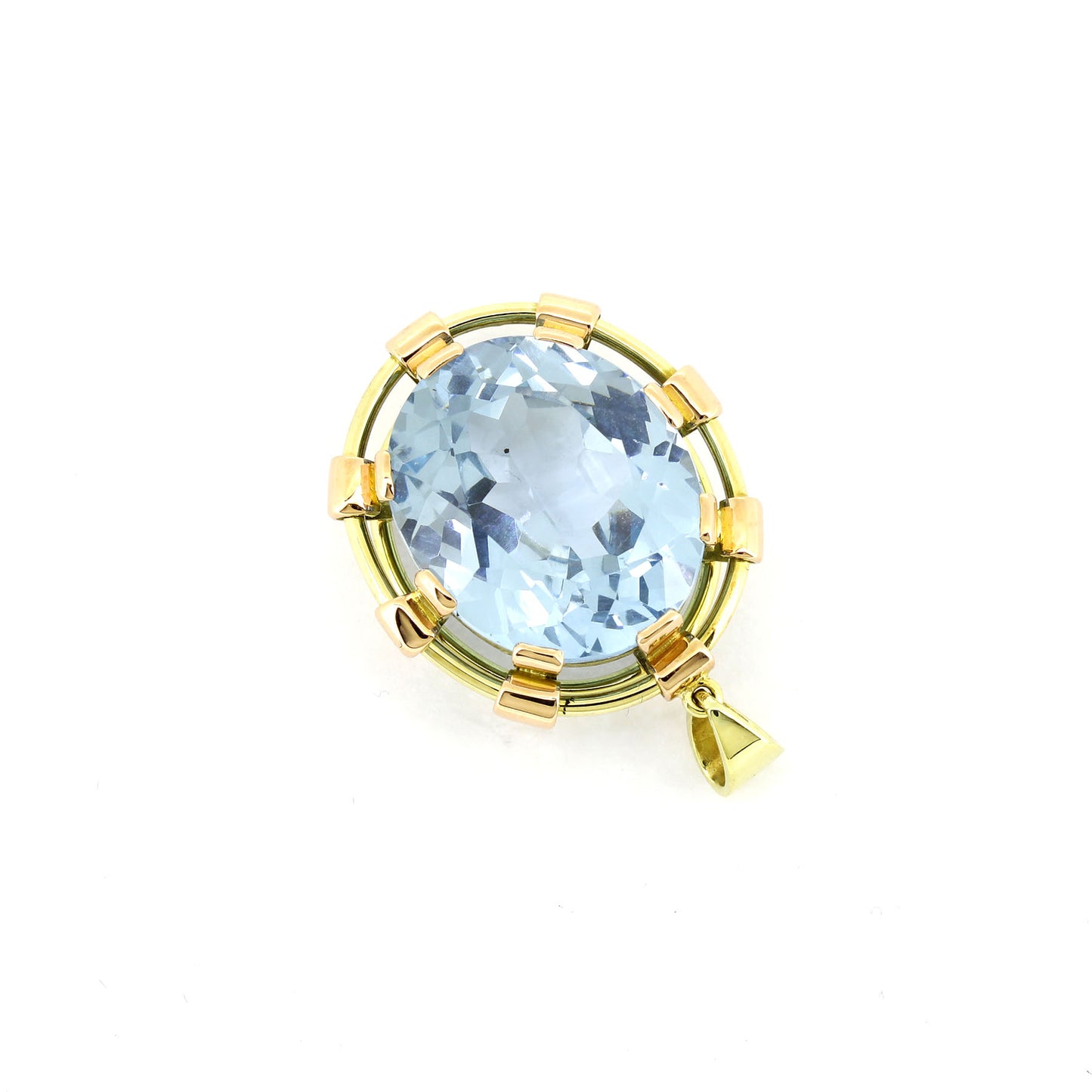 Anhänger 585 Gold 14 Kt Gelbgold und Rotgold - Blautopas - Wert 1460,-