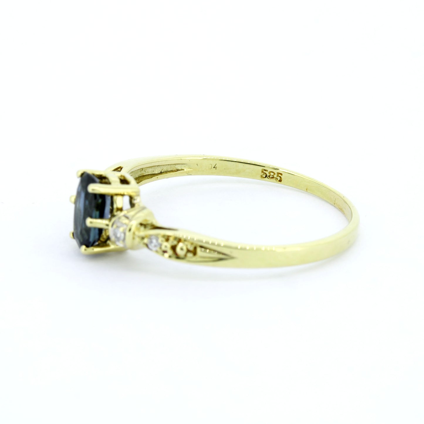 585 Gold Ring Gelbgold Saphir ca. 0,20 ct + Diamanten Gr. 57 elegant- Wert 540,-