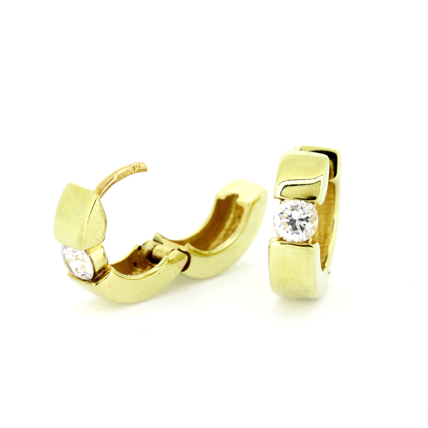 Ohrringe Creolen 375 Gold 9 Kt Gelbgold - Zirkonia - Wert 390,-