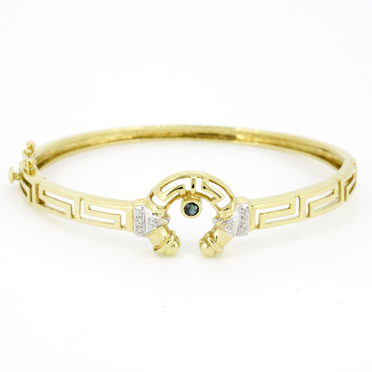 Armreif 585 Gold 14 Karat Gelbgold Saphir und Zirkonia - Wert 3750,-