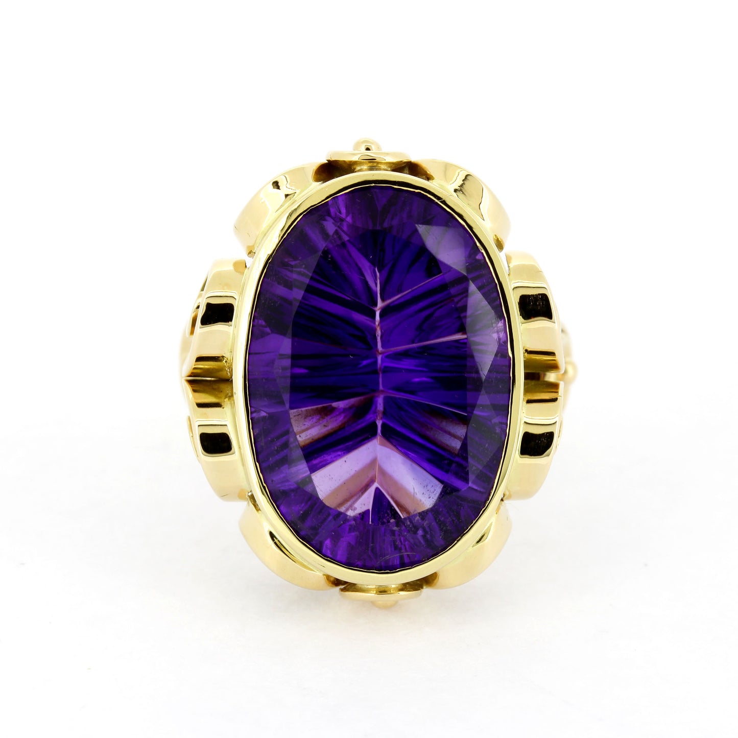 Amethyst Ring 585 Gold Facettiert 14 Kt Gelbgold - Wert 1340,-