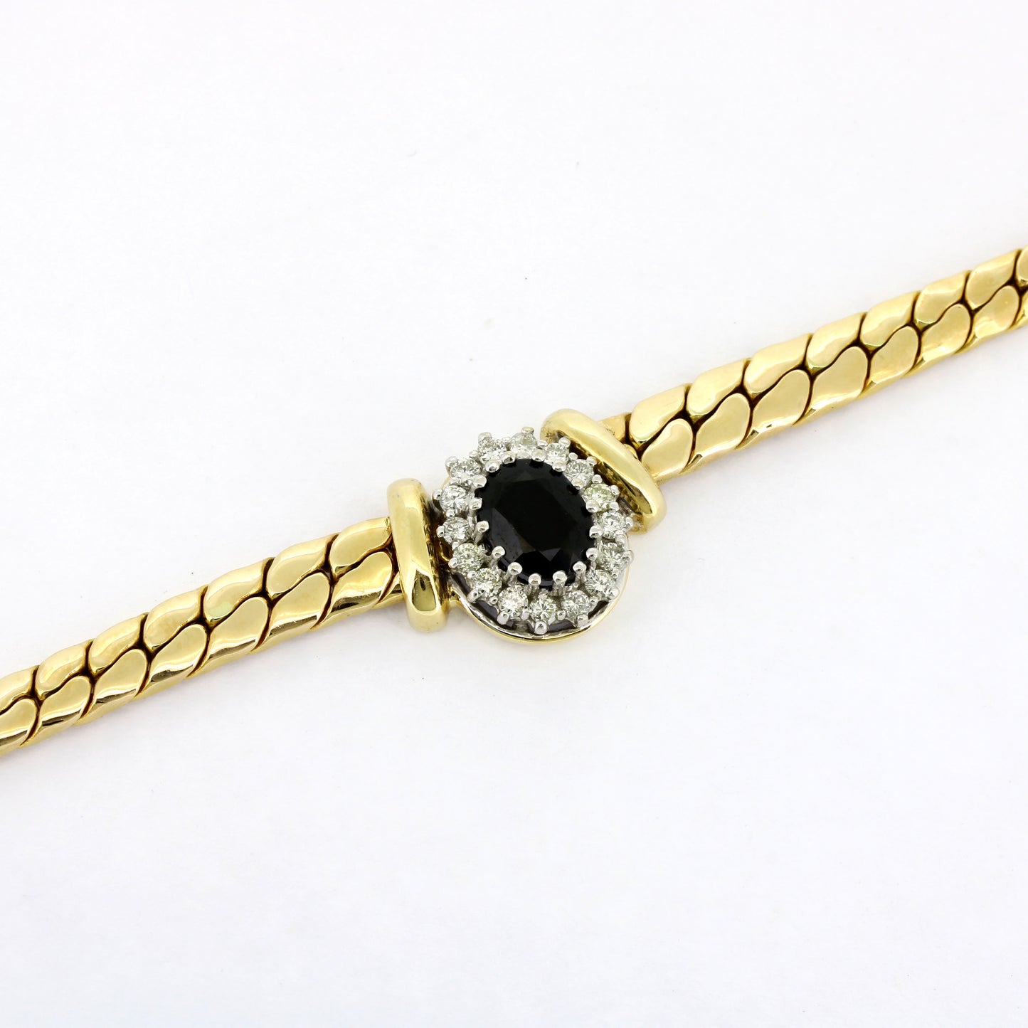 Collier 585 Gold 14 kt Saphir Brillanten 0,48 ct - 46 cm lang - Wert 3600,-