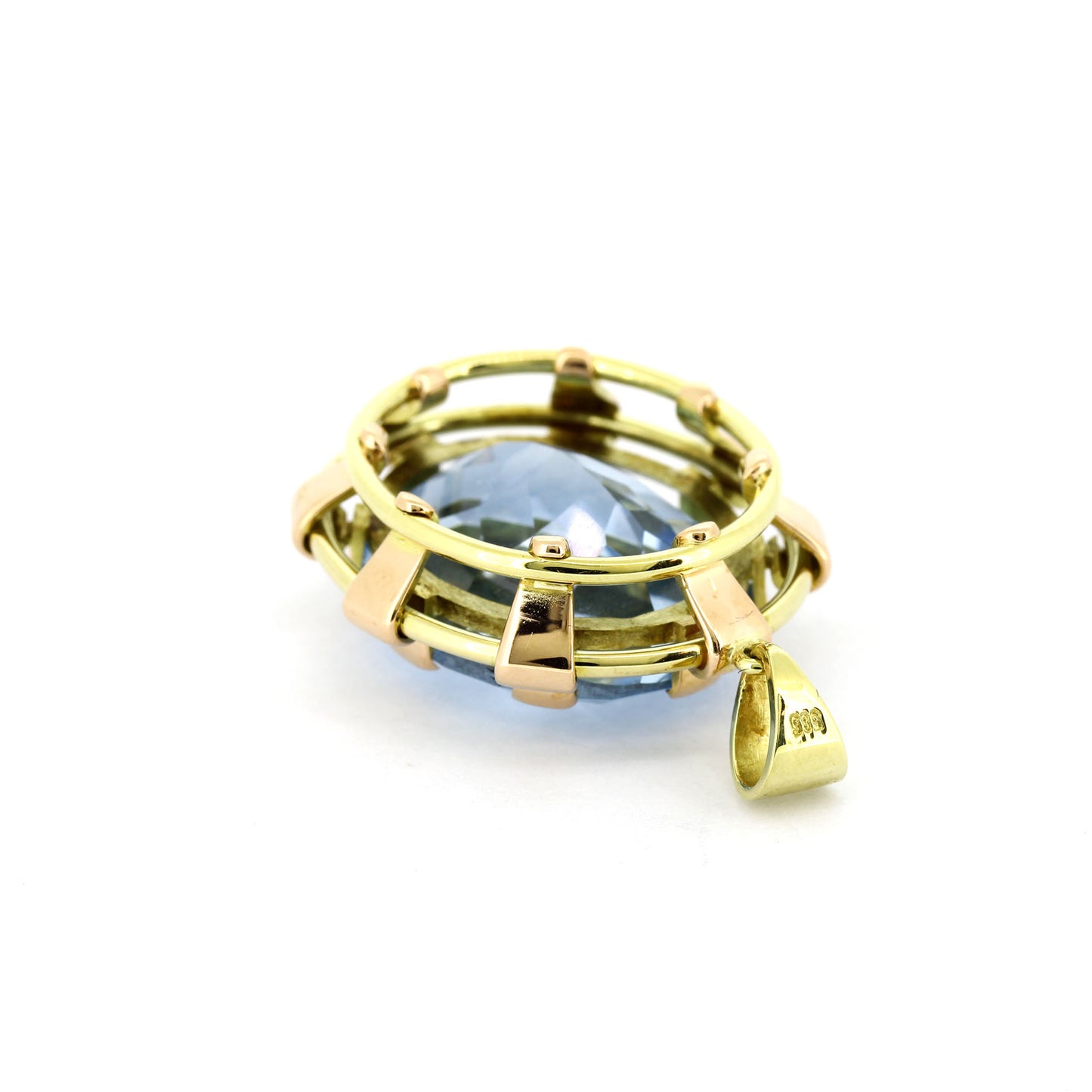 Anhänger 585 Gold 14 Kt Gelbgold und Rotgold - Blautopas - Wert 1460,-