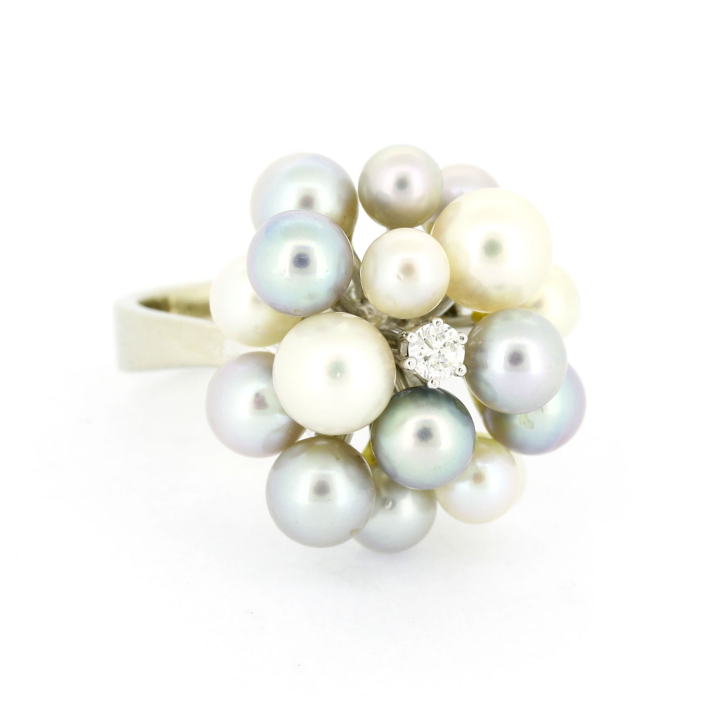 Perlen Ring 585 Gold 14 Kt Weißgold - Brillant 0,10 ct SI - Wert 1240,-