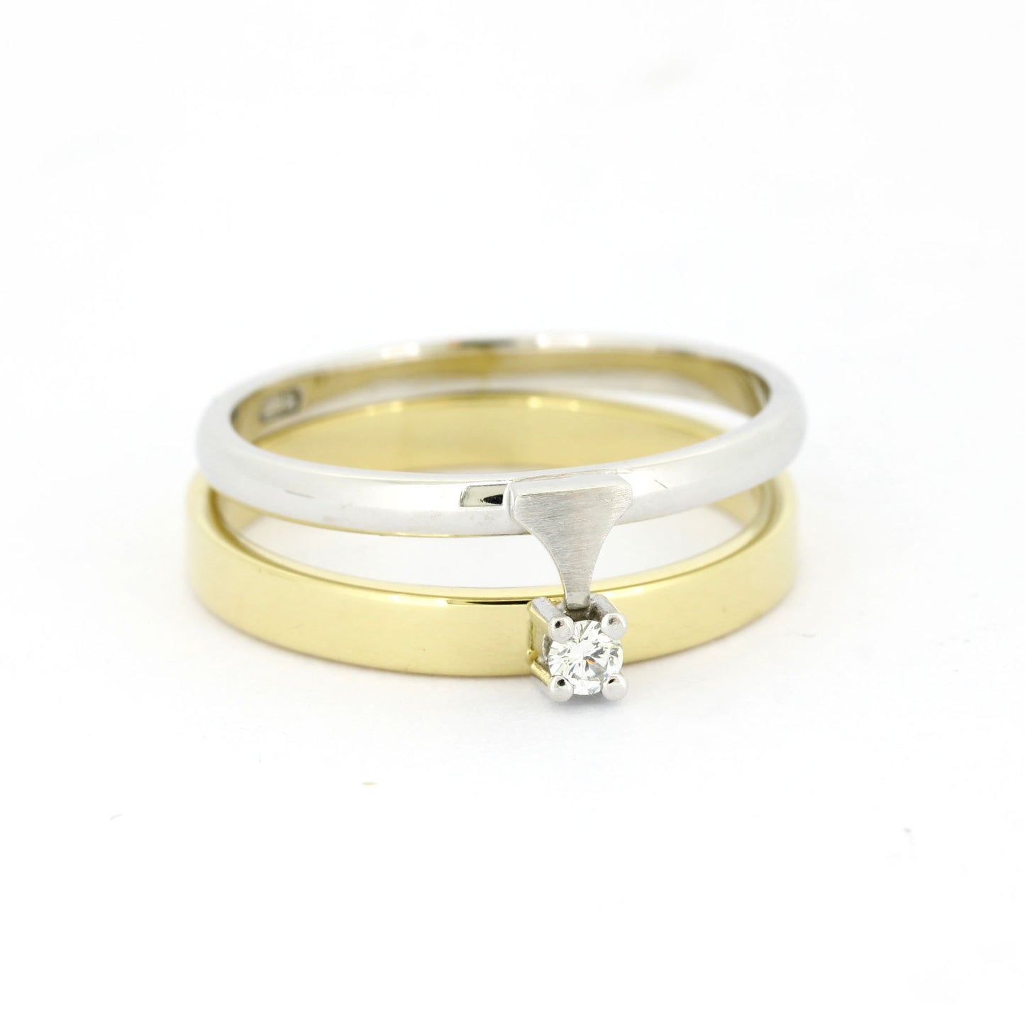 Ring 585 Gold mit Vorsteckring - Brillant ca. 0,05 ct SI - Wert 800,-