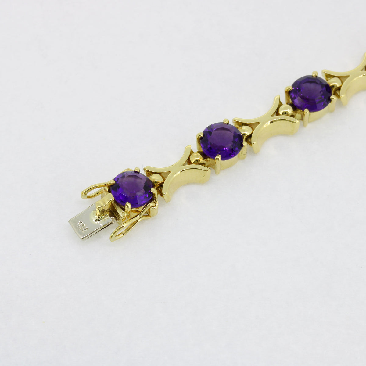 Armband 750 Gold 18 Karat Gelbgold Amethyst ca. 7 ct 18,5 cm