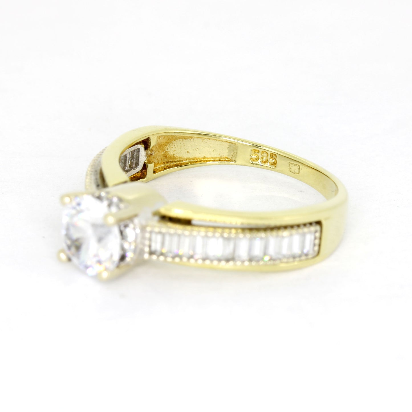 Ring 585 Gold 14 Kt Gelbgold und Weißgold - Zirkonia - Wert 800,-