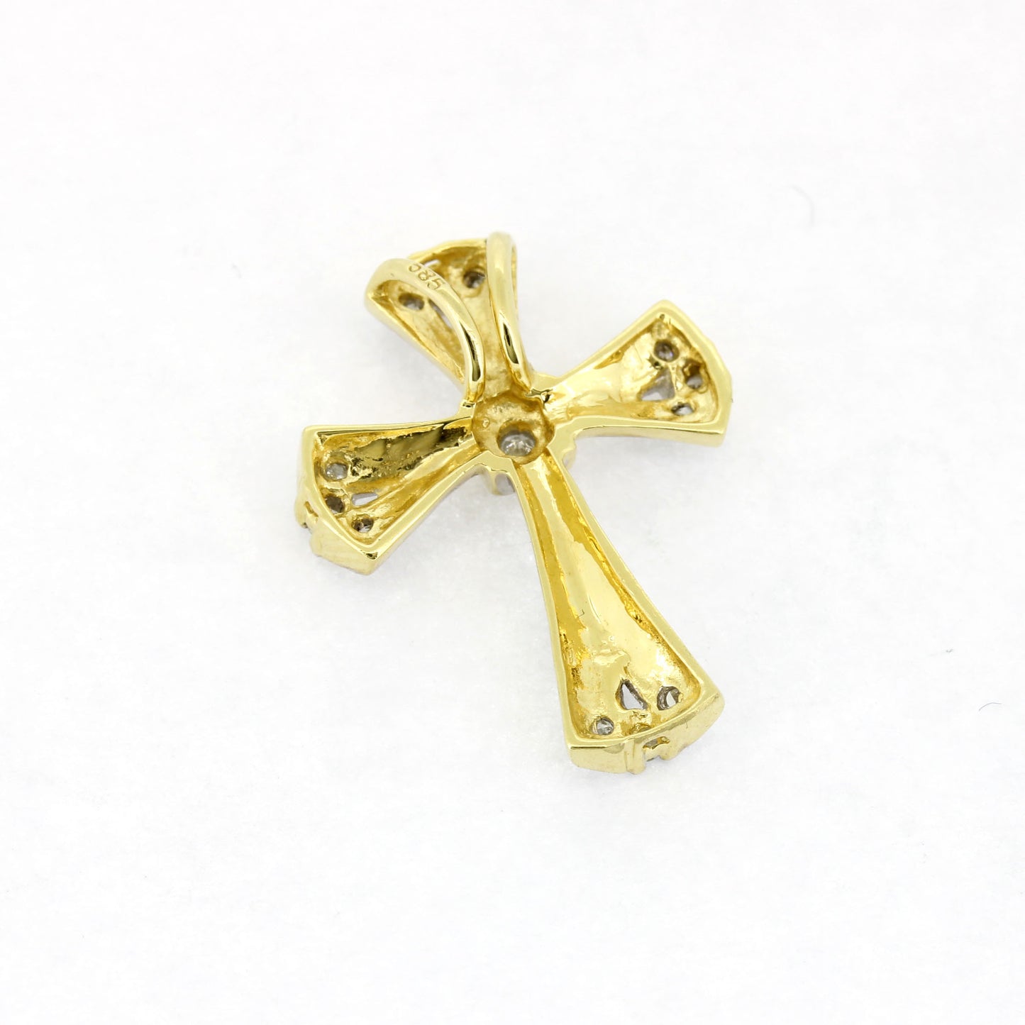 Kreuz Anhänger in 585 Gold 14 kt mit 13 kleinen Diamanten - Wert 250,-