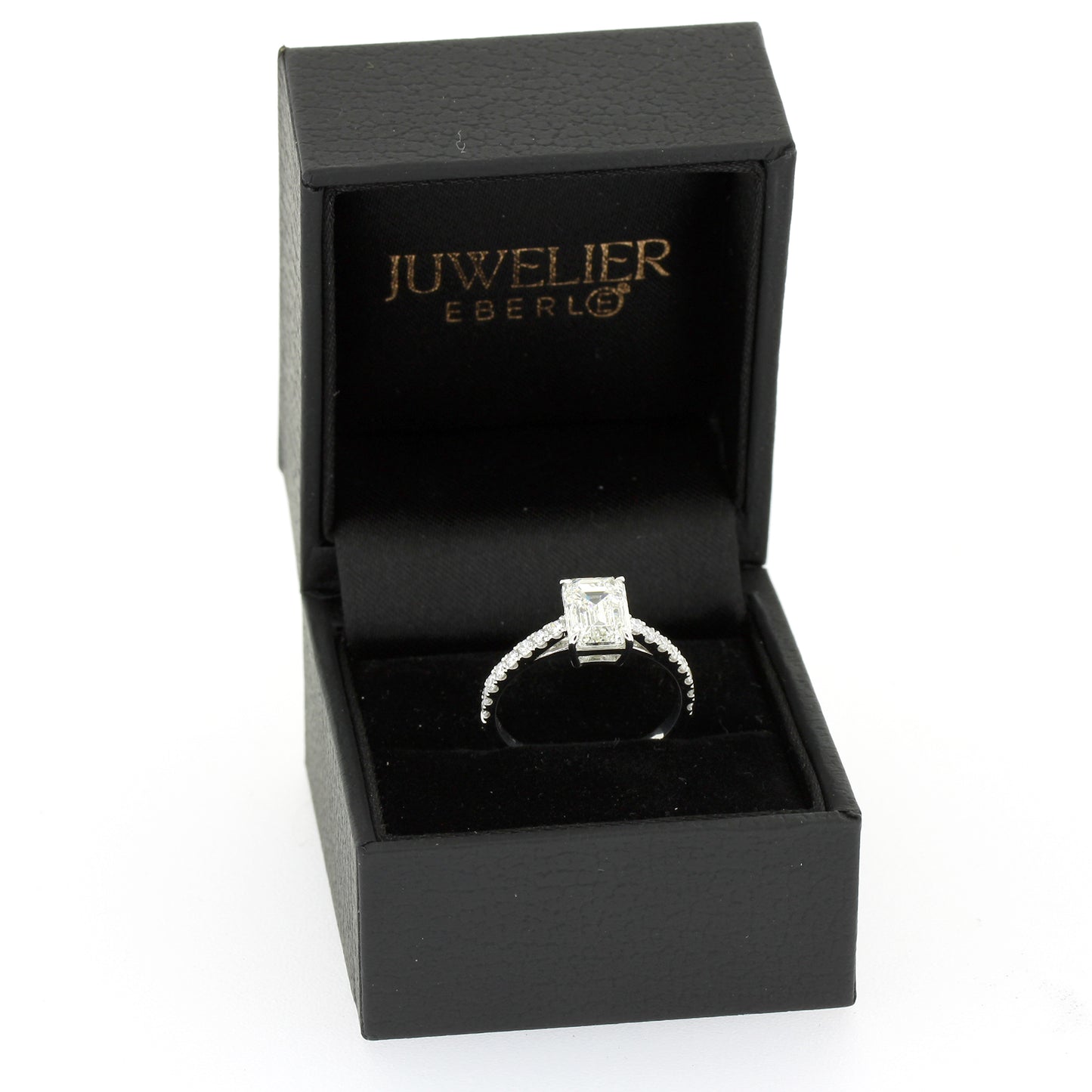 Ring Emerald Cut 585 Gold 14 kt - 2 ct Diamant F VVS2 CVD - Labor Diamant