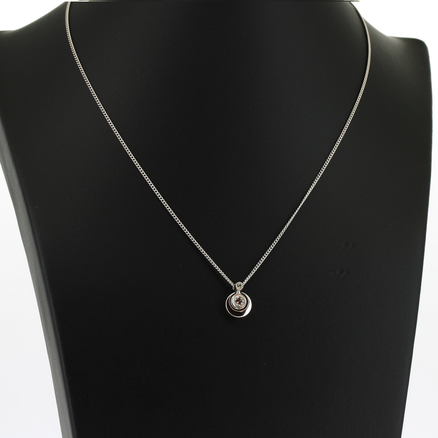 Kette Brillant Anhänger 585 Gold 14 kt Weißgold - 38 cm lang - Wert 780,-
