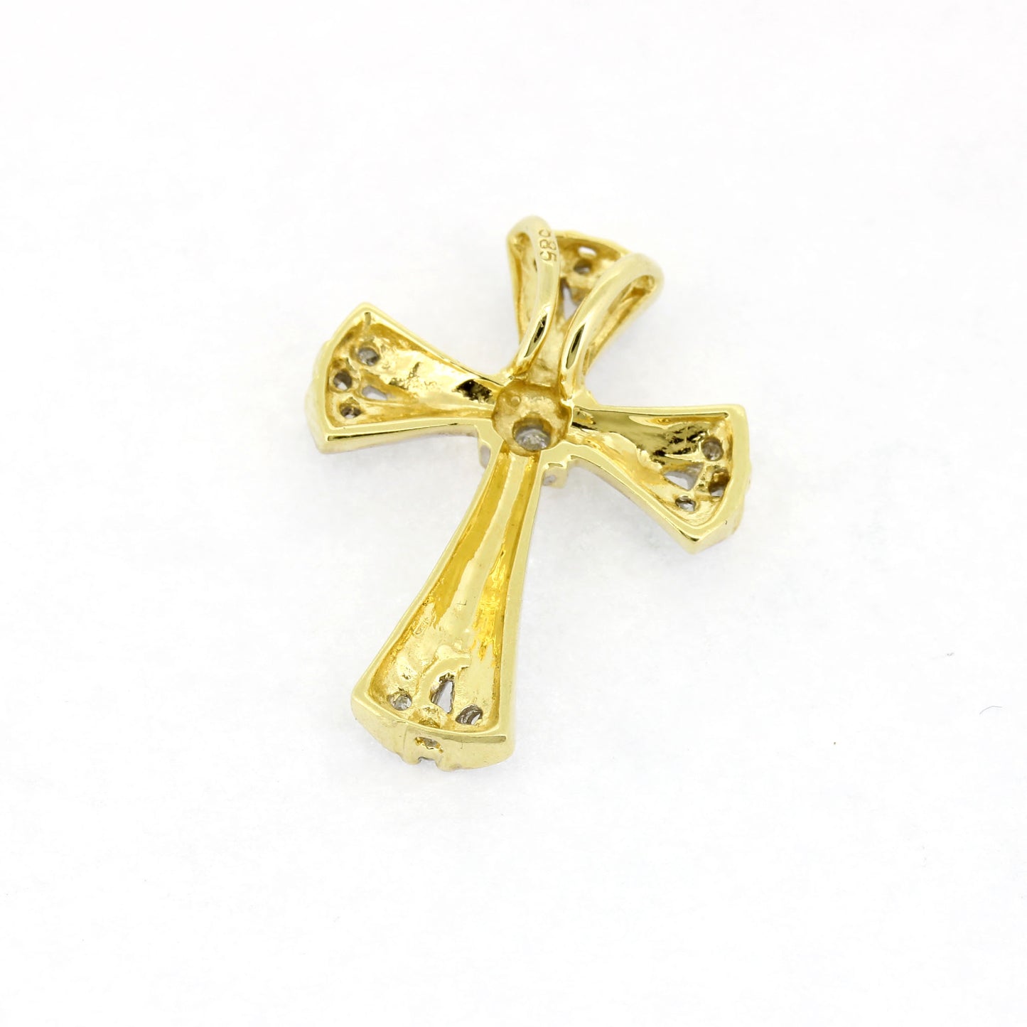 Kreuz Anhänger in 585 Gold 14 kt mit 13 kleinen Diamanten - Wert 250,-