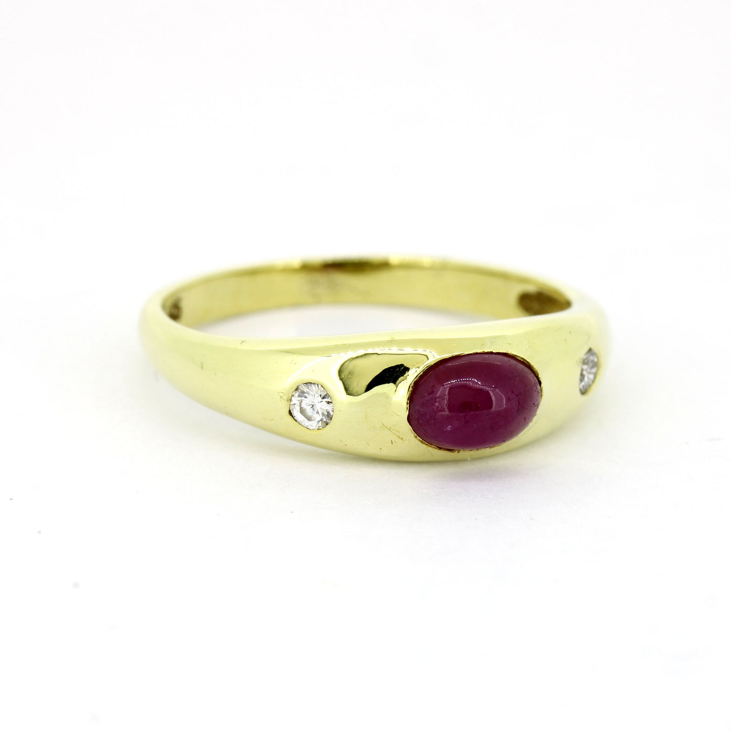 Ring 585 Gelbgold - 1 Rubin und 2 Brillanten ca. 0,06 ct H - SI - Wert 500,-
