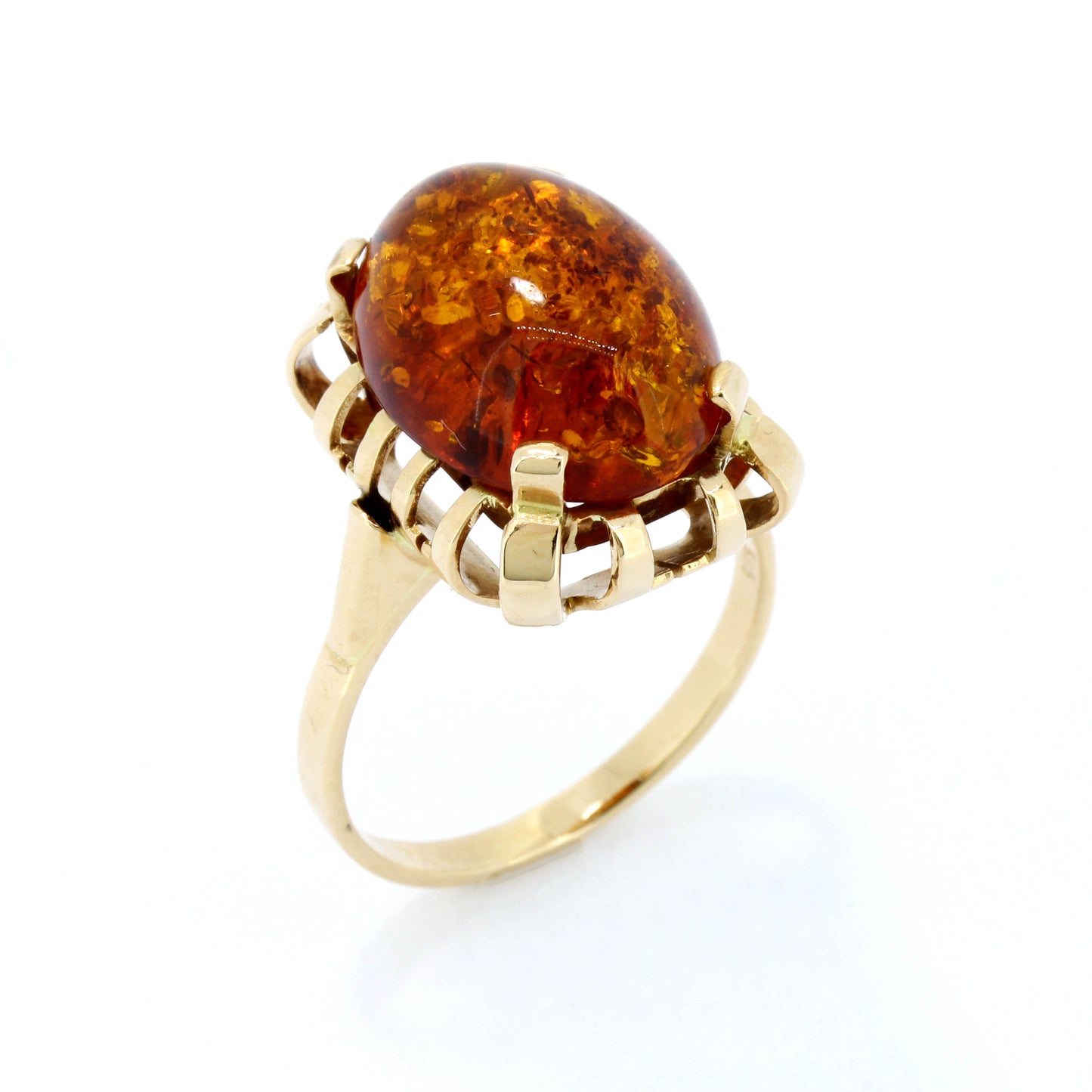 Bernstein Ring 585 Gold 14 Kt Gelbgold G56