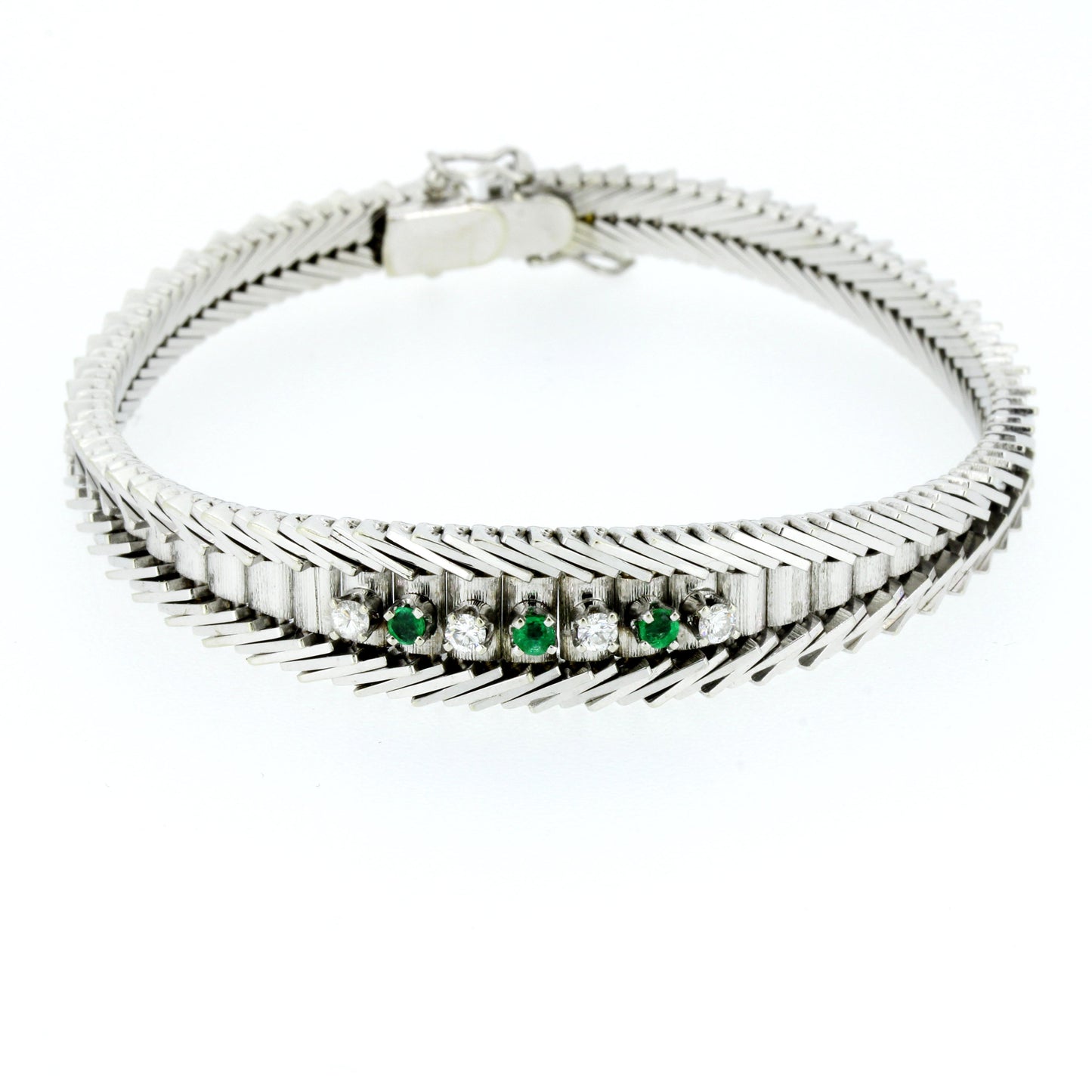 Vintage Smargden Armband 750 Gold 18 Kt Brillanten 0,16 Ct 17,5 cm Wert 4230,-