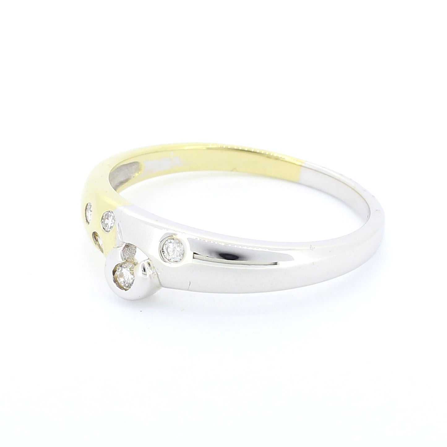 Ring 585 Gold 14 Kt Bicolor Brillanten ca. 0,08ct