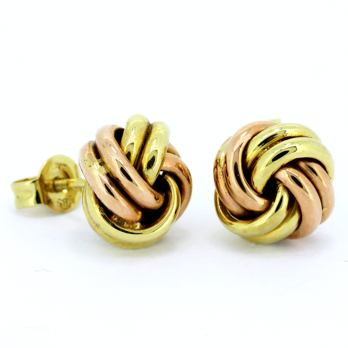 Knoten Ohrringe 585 Gold 14 Kt Gelbgold und Rotgold - Wert 270,-